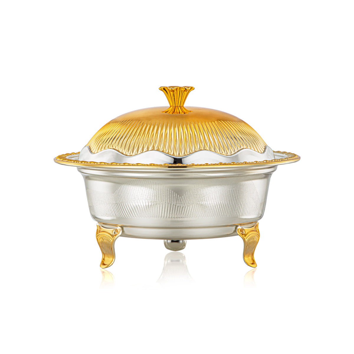Almarjan 22 CM Date Bowl With Cover Silver & Gold - 222L-SG