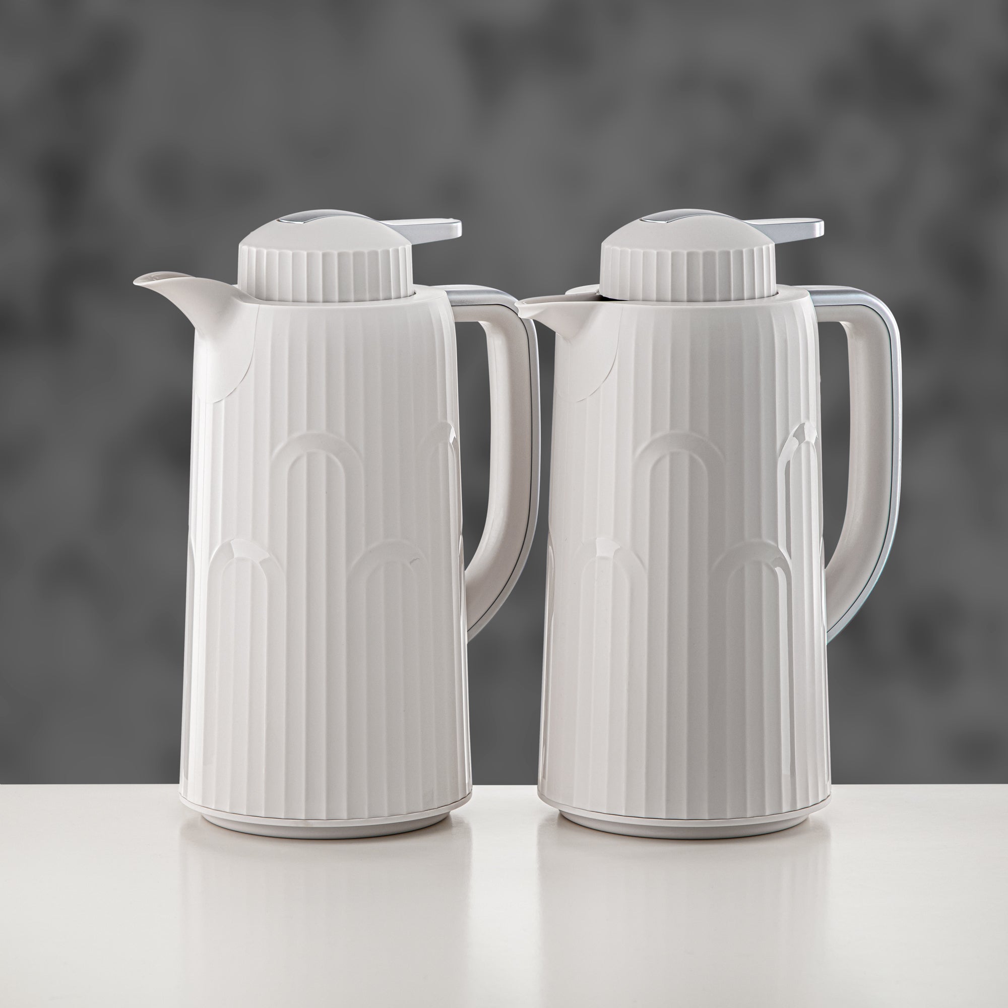 Almarjan Vacuum Flask Set 1L + 1L White & Silver