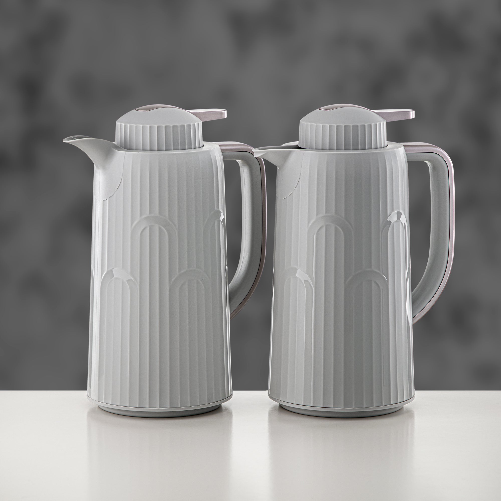Almarjan Vacuum Flask Set 1L + 1L Grey & Matt Gold