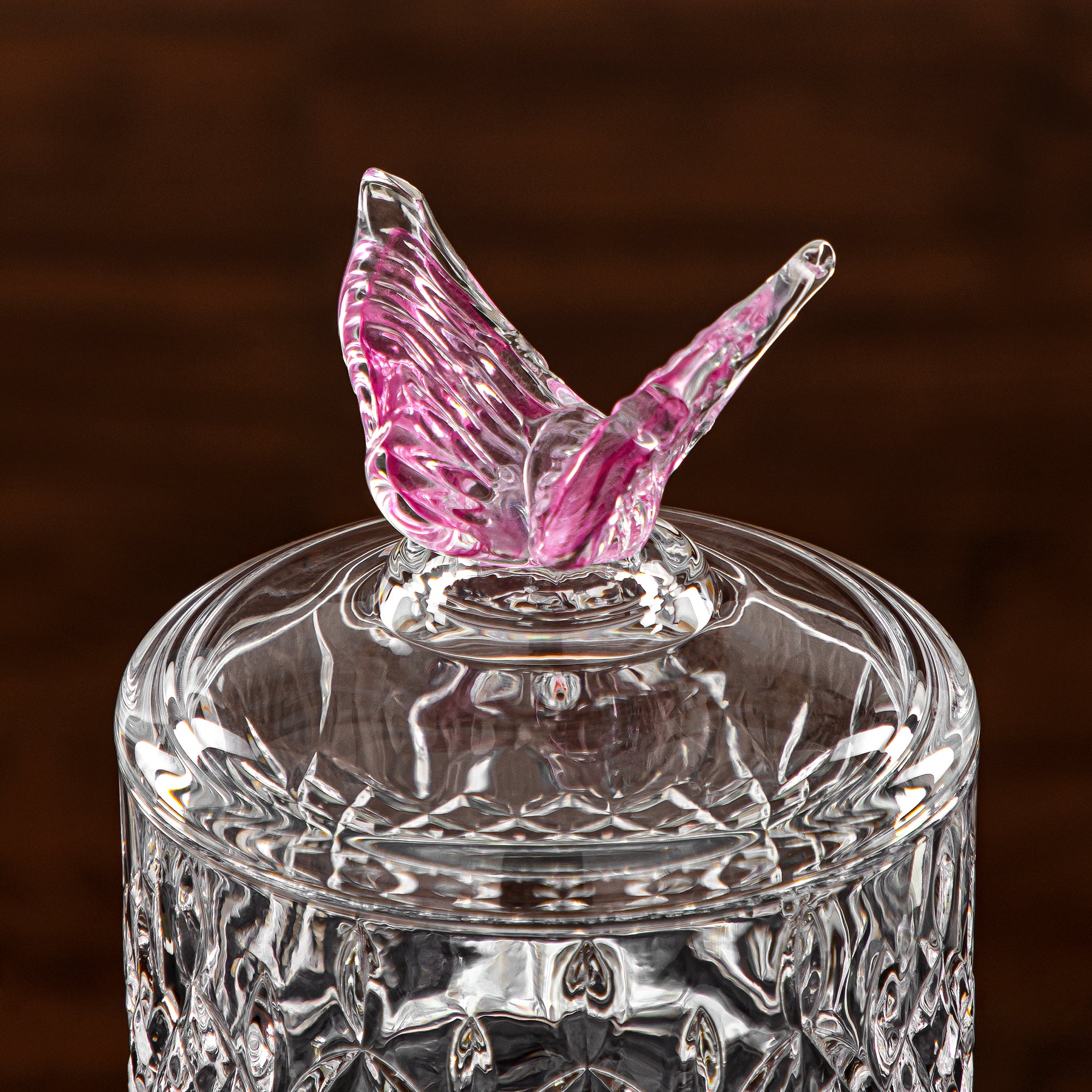 Almarjan Candy Bowl 10.5CM Glass Clear & Pink (41245-275-BG) Elegant Hosting Pieces