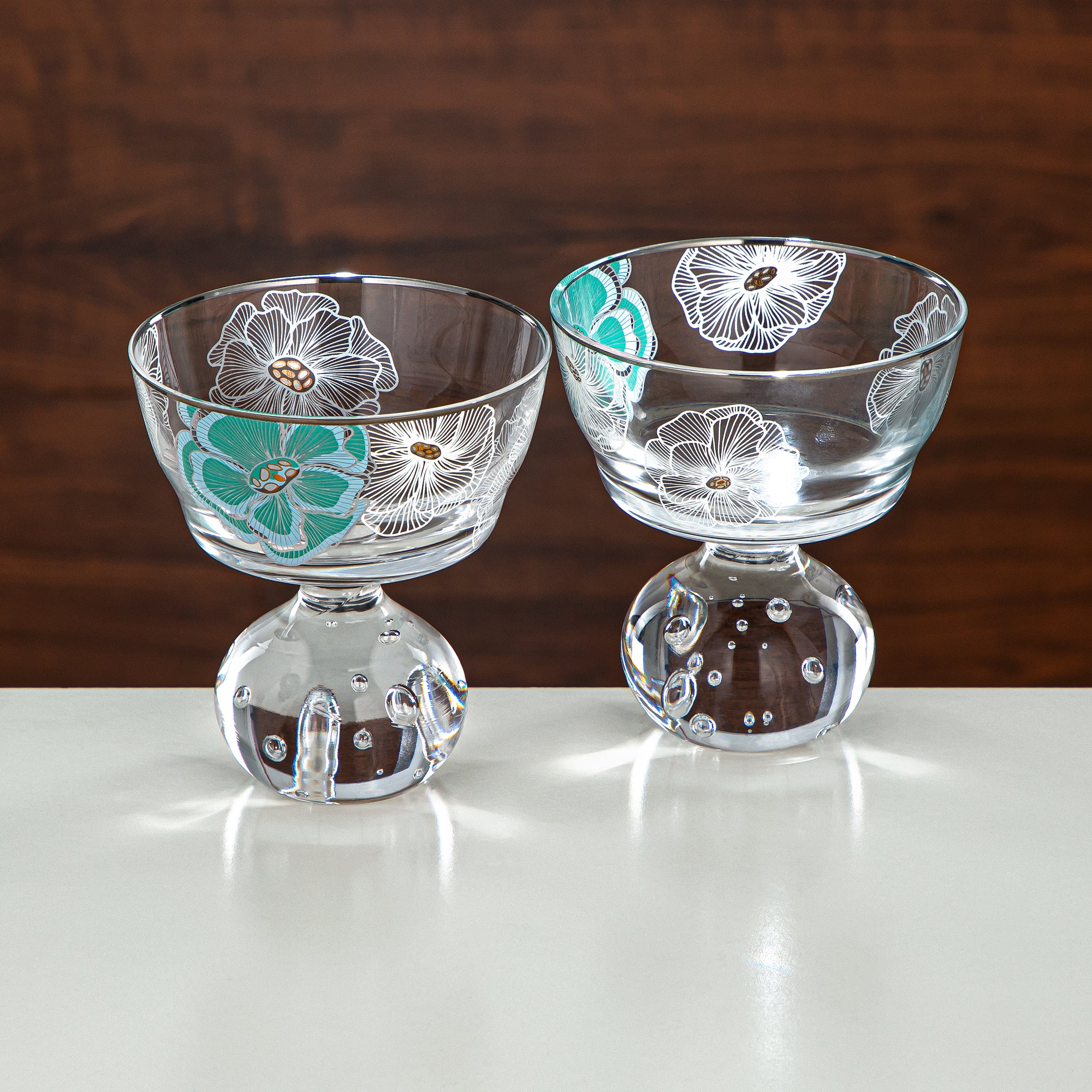 Almarjan Ice Cream Cup Set Printed Glass 3 Pieces (8387-5-12257) – Emerald Bloom Dessert Collection
