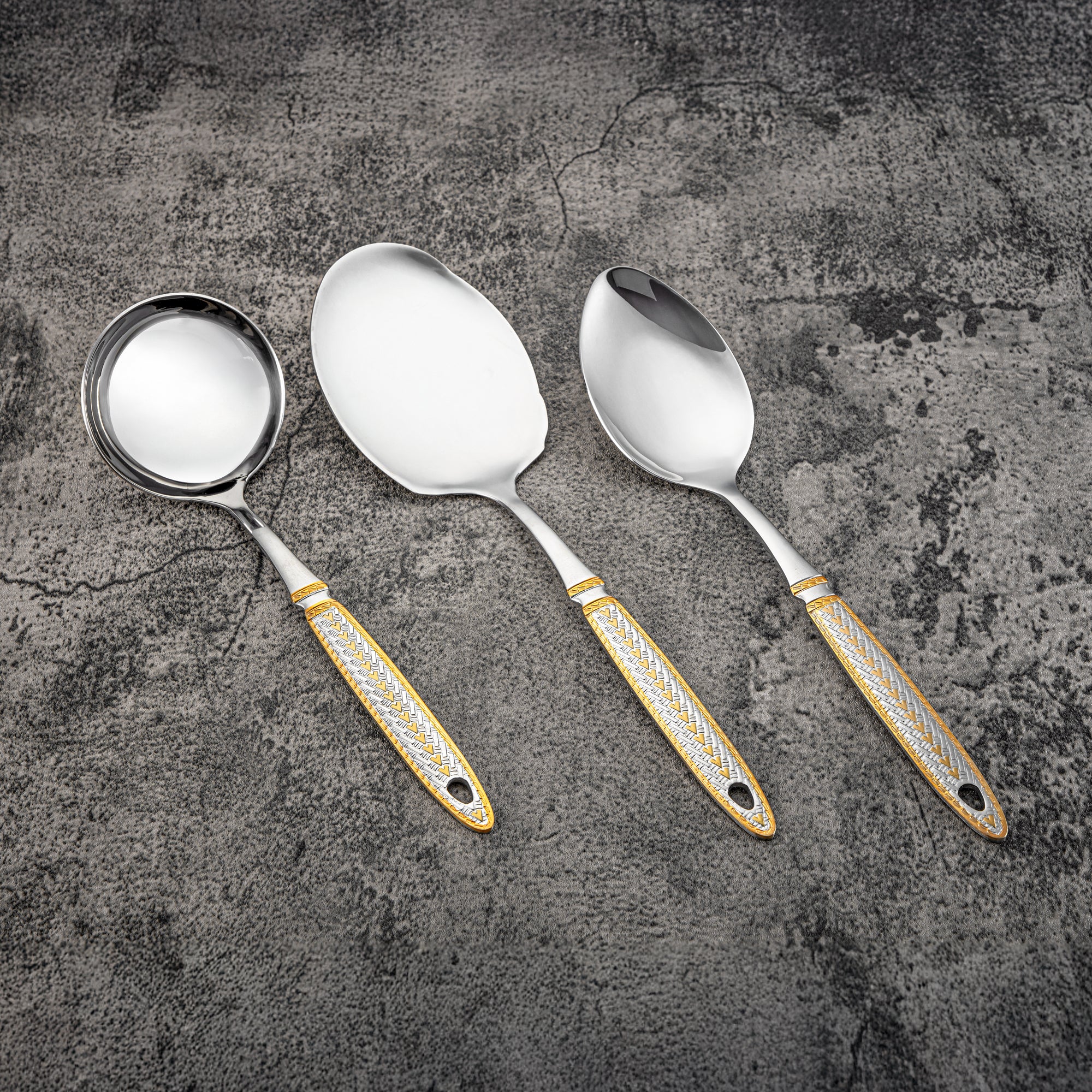 Almarjan Cutlery Set 40 Pieces, Stainless Steel, Silver & Gold (CUT0010466) Elegant Cutlery Set