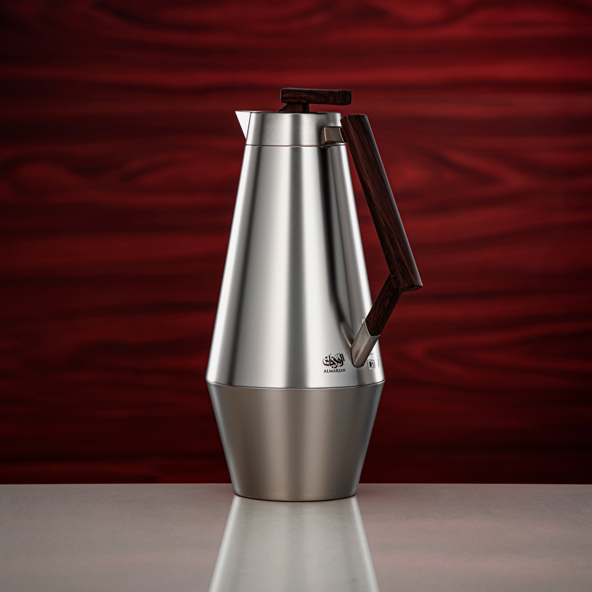 Almarjan Vacuum Flask Set 0.7L & 1L Matt Nickel & Matt Dark Wood