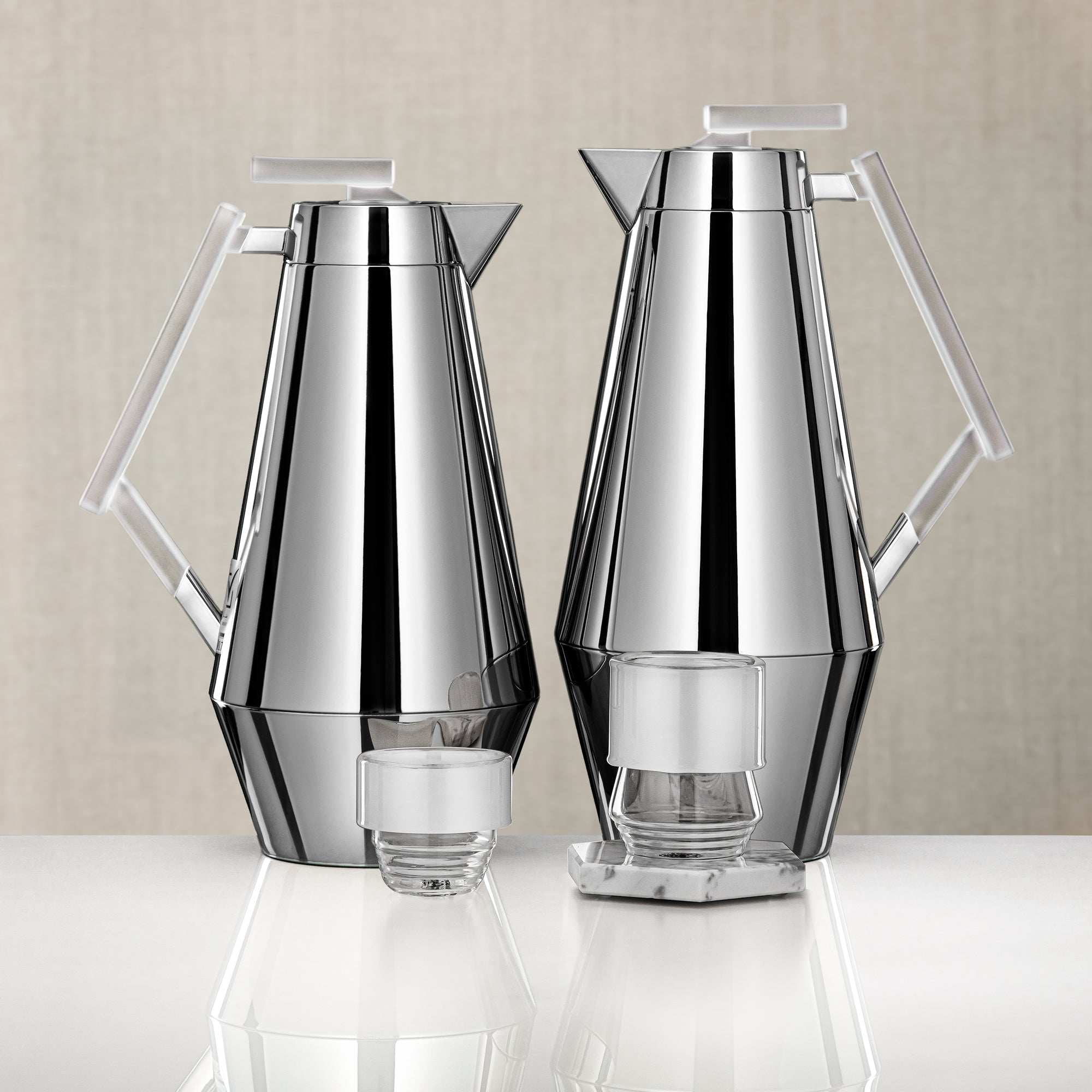 Almarjan Vacuum Flask & Tea Set 0.7L & 1L Silver