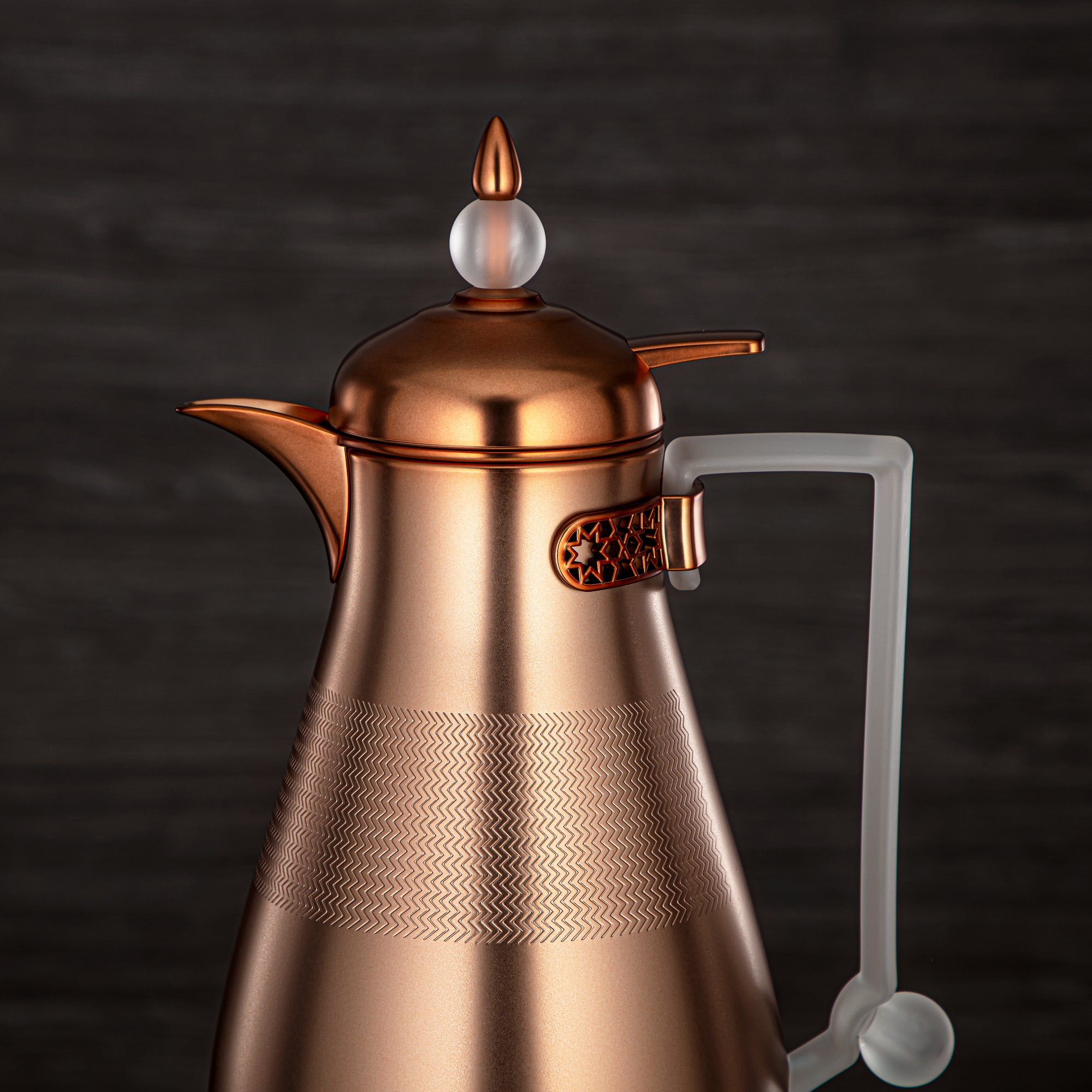 Almarjan Vacuum Flask Set, Push Button, 0.7L + 1L, Matt Copper & Frost (FG803A-070/100 MCP/FA) - Elegant Vacuum Flask Sets