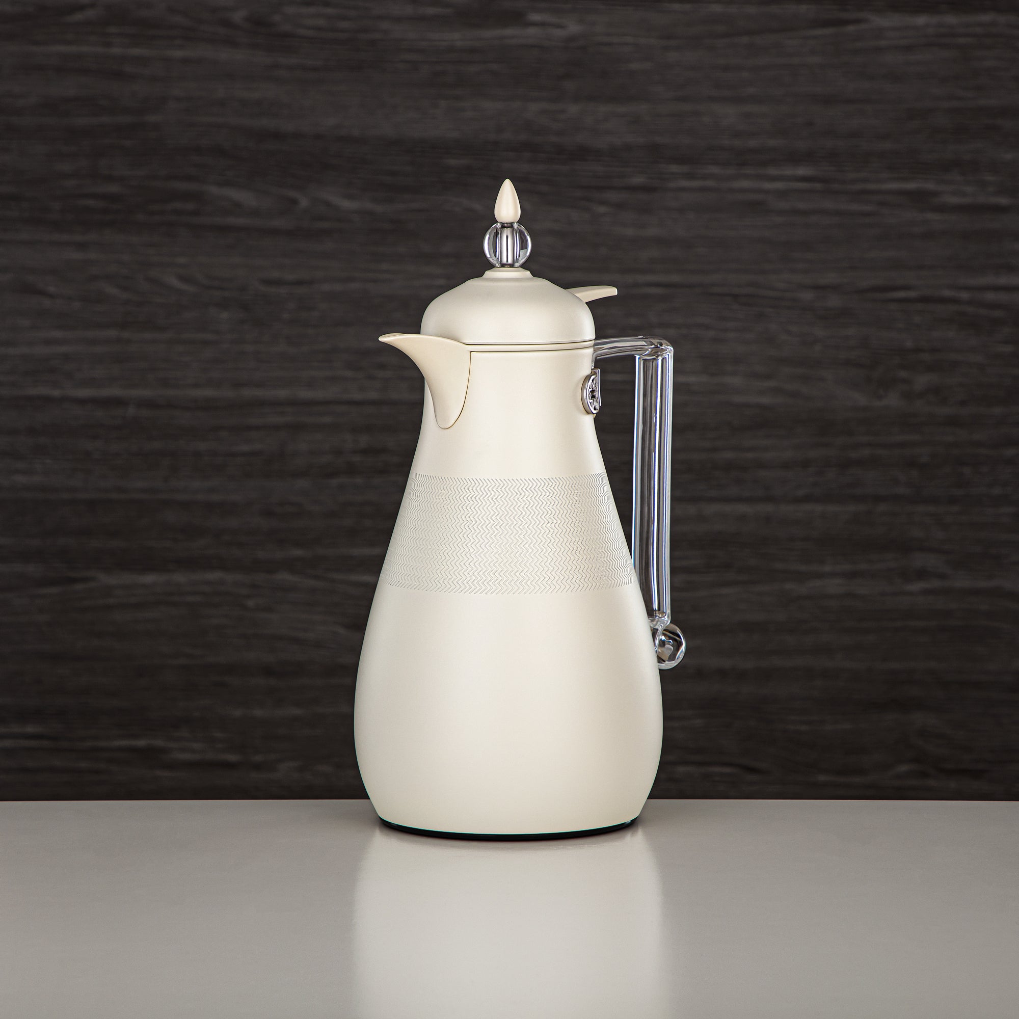 Almarjan Vacuum Flask Set, Push Button, 0.7L + 1L, Matt White & Trasparent (FG803A-070/100 MP/TR) - Elegant Vacuum Flask Sets