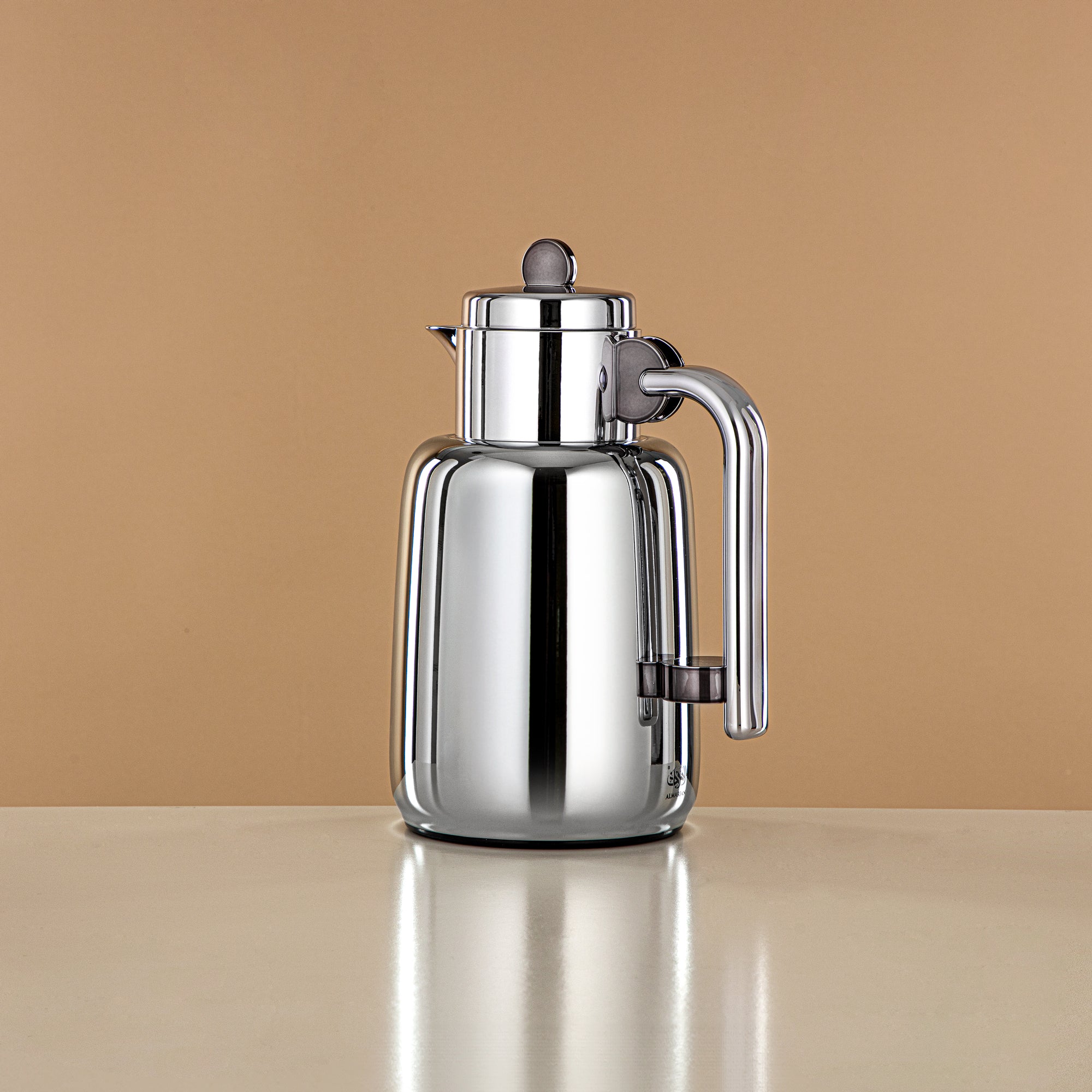 Almarjan Vacuum Flask Set - 0.7L + 1L, Silver & Gun Black (FG808-070/100 GBL/C) - For Serving Tea & Coffee