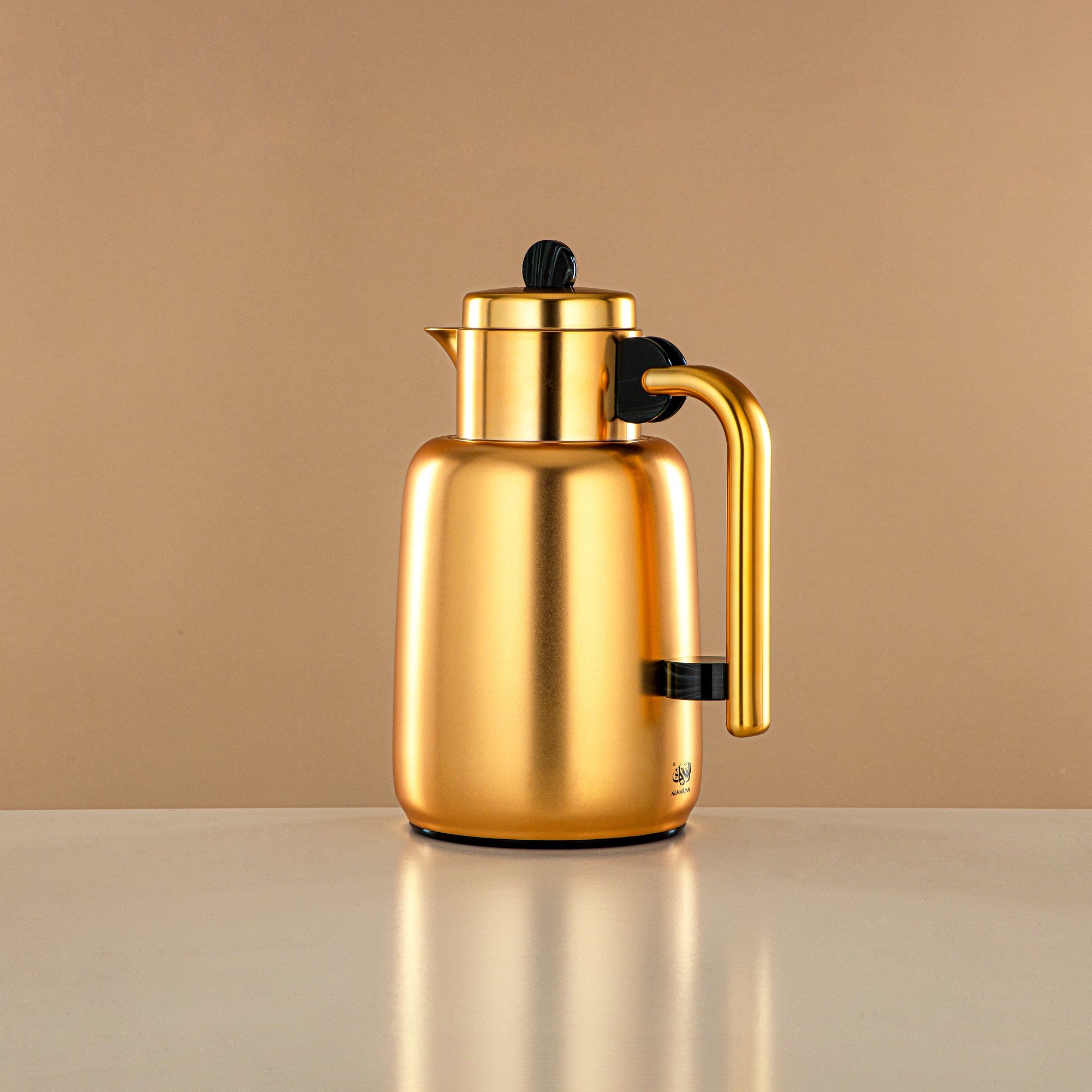 ألمرجان طقم ترامس - 0.7 لتر + 1 لتر، ذهب مات وأسود/رخام أخضر (FG808-070/100 GM/MG) - لتقديم الشاي والقهوة