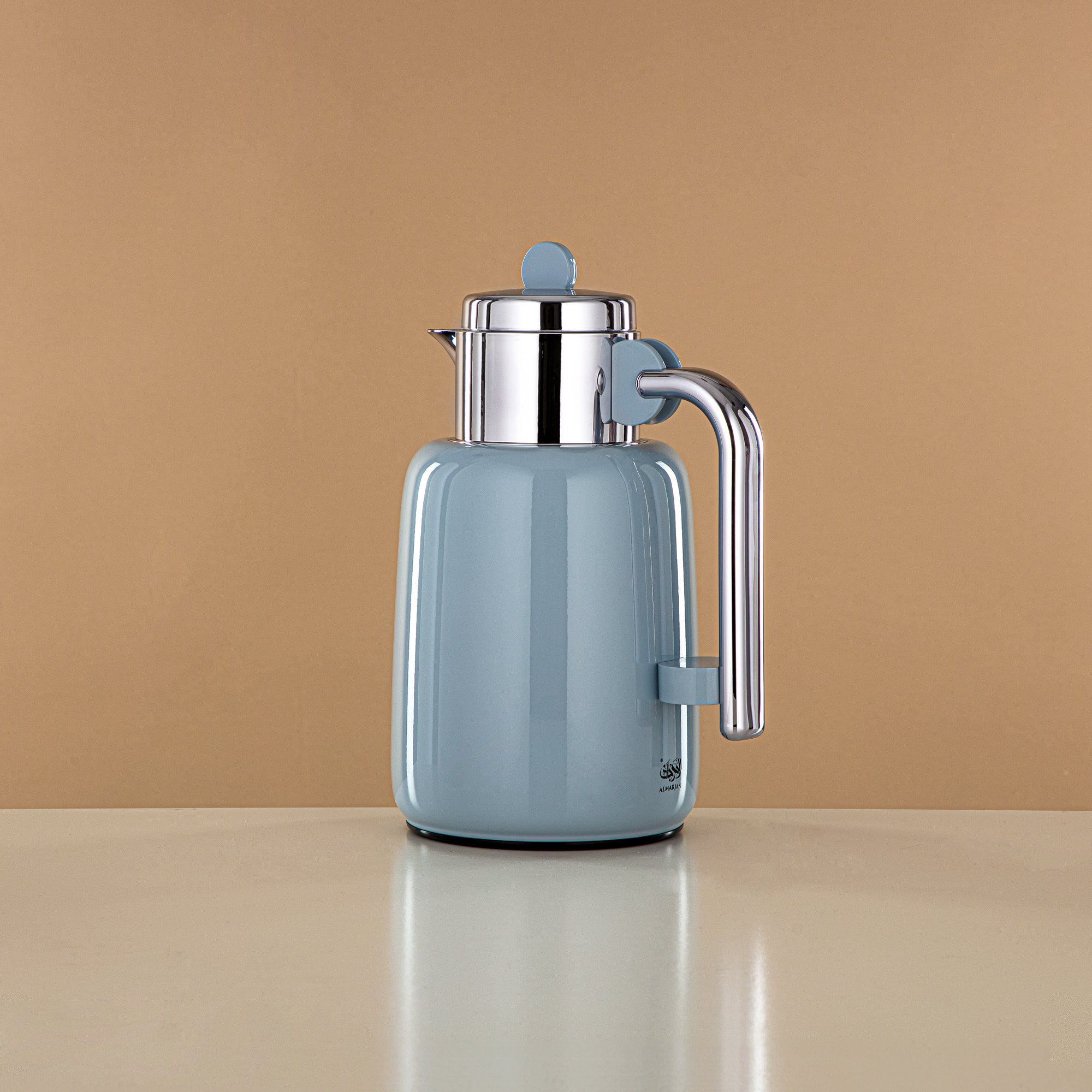 Almarjan Vacuum Flask Set - 0.7L + 1L, Baby Blue & Silver (FG808-070/100 HB/C) - For Serving Tea & Coffee