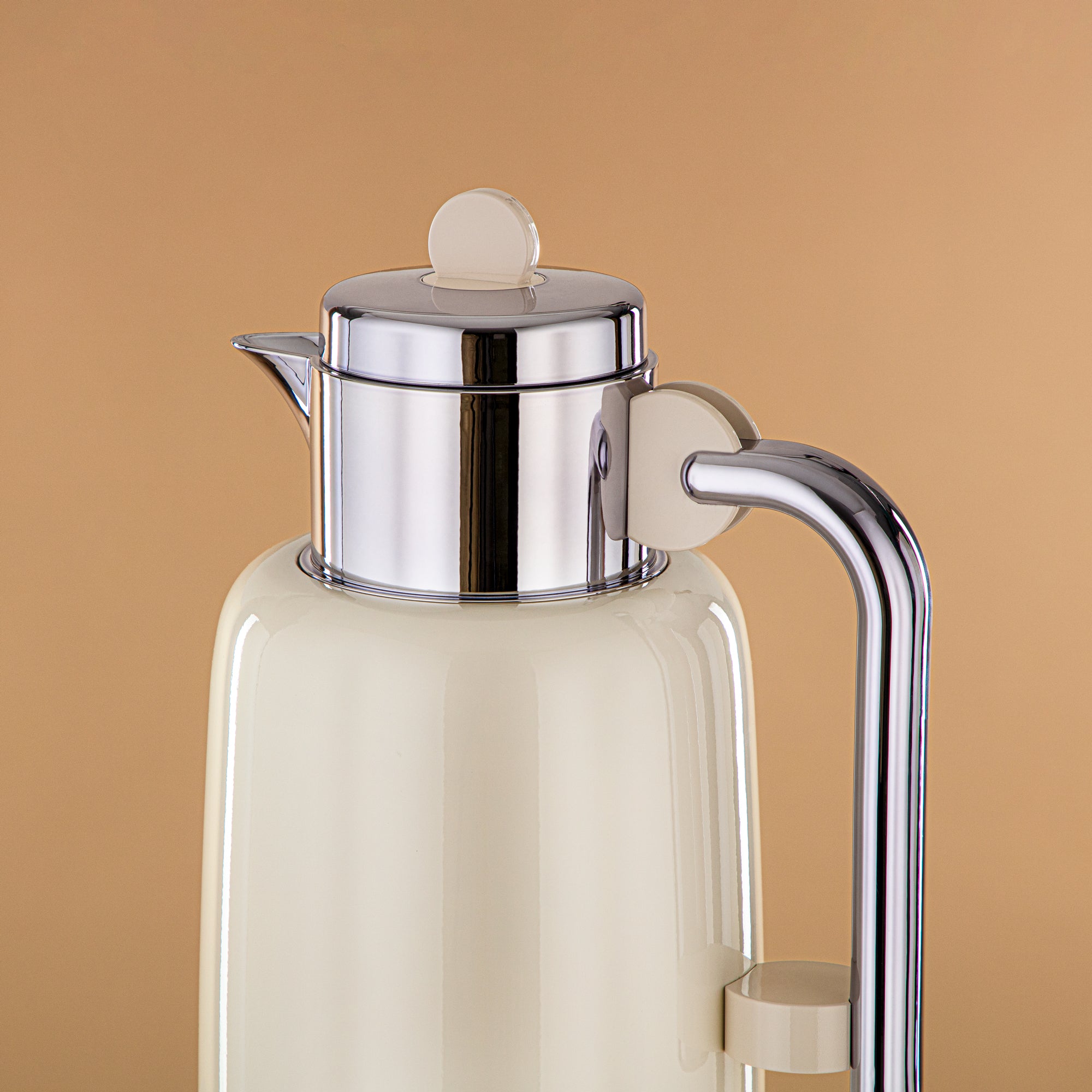 Almarjan Vacuum Flask Set - 0.7L + 1L, Ivory & Silver (FG808-070/100 IV/C) - For Serving Tea & Coffee