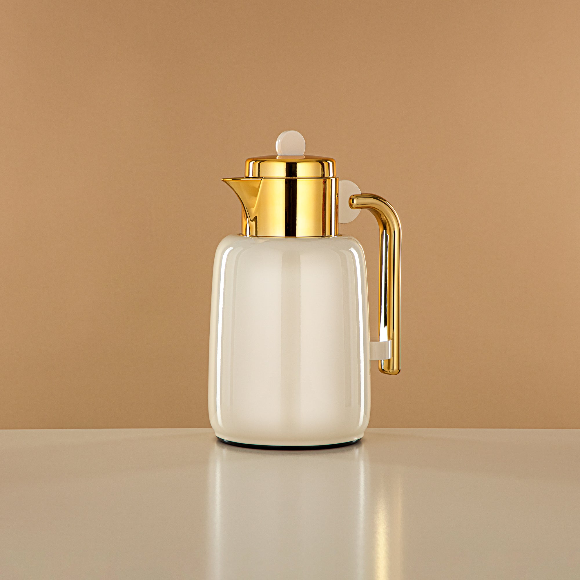 Almarjan Vacuum Flask Set - 0.7L + 1L, Ivory & Gold (FG808-070/100 IV/G) - For Serving Tea & Coffee