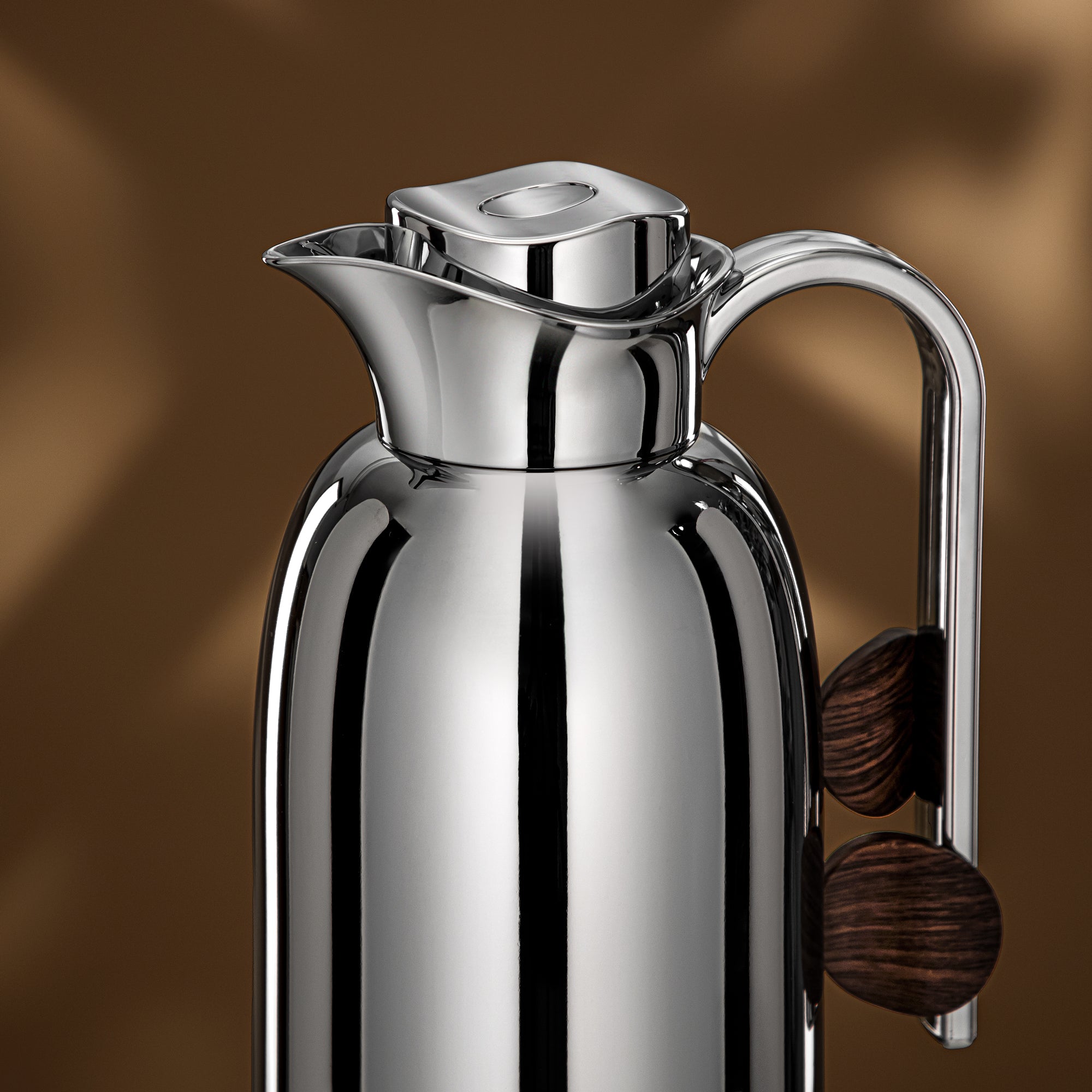 Almarjan Vacuum Flask Set 0.7L + 1L Silver & Dark Wood