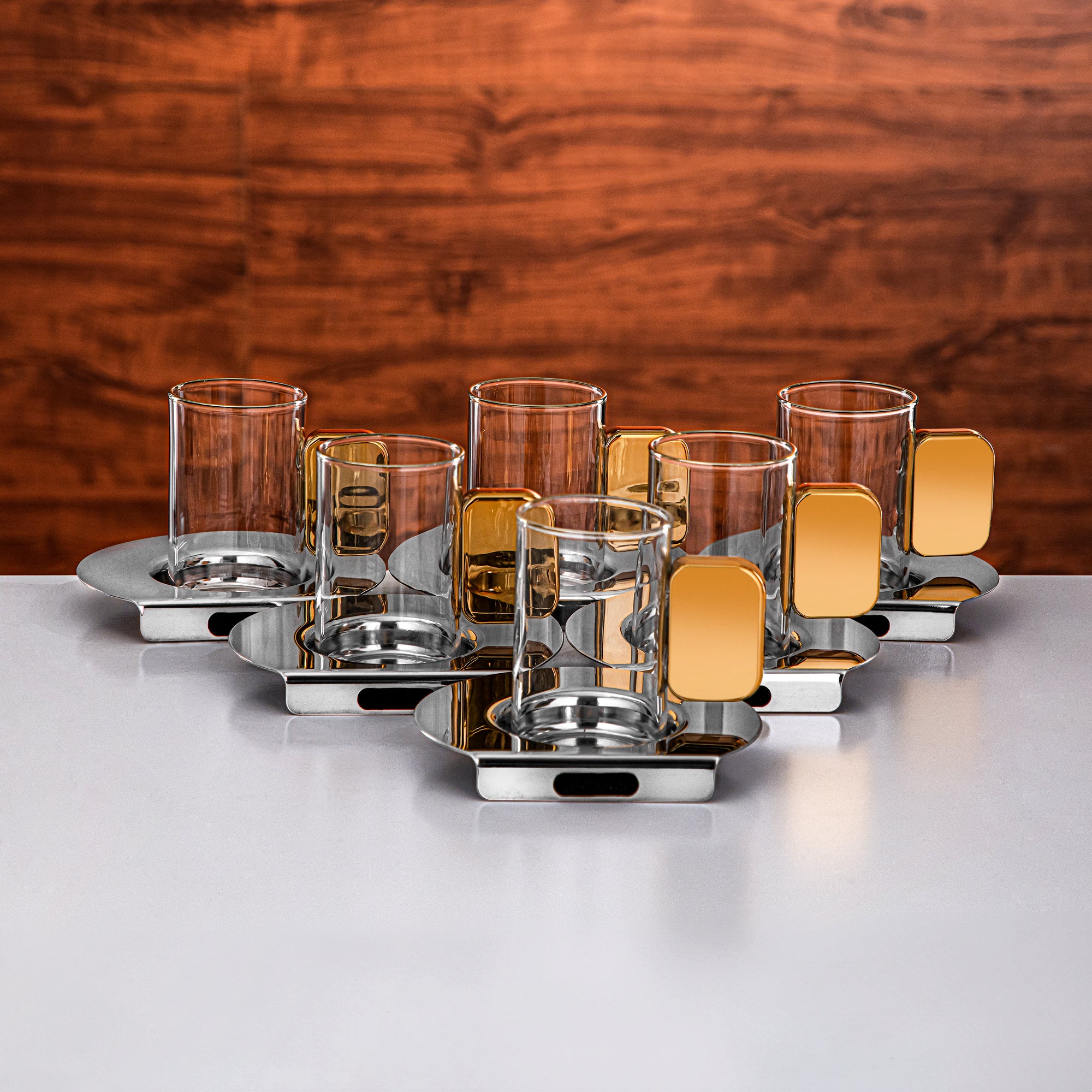 Almarjan Vacuum flask Set 0.5 liter & 1 liter silver & gold (FG815-21 C/G)