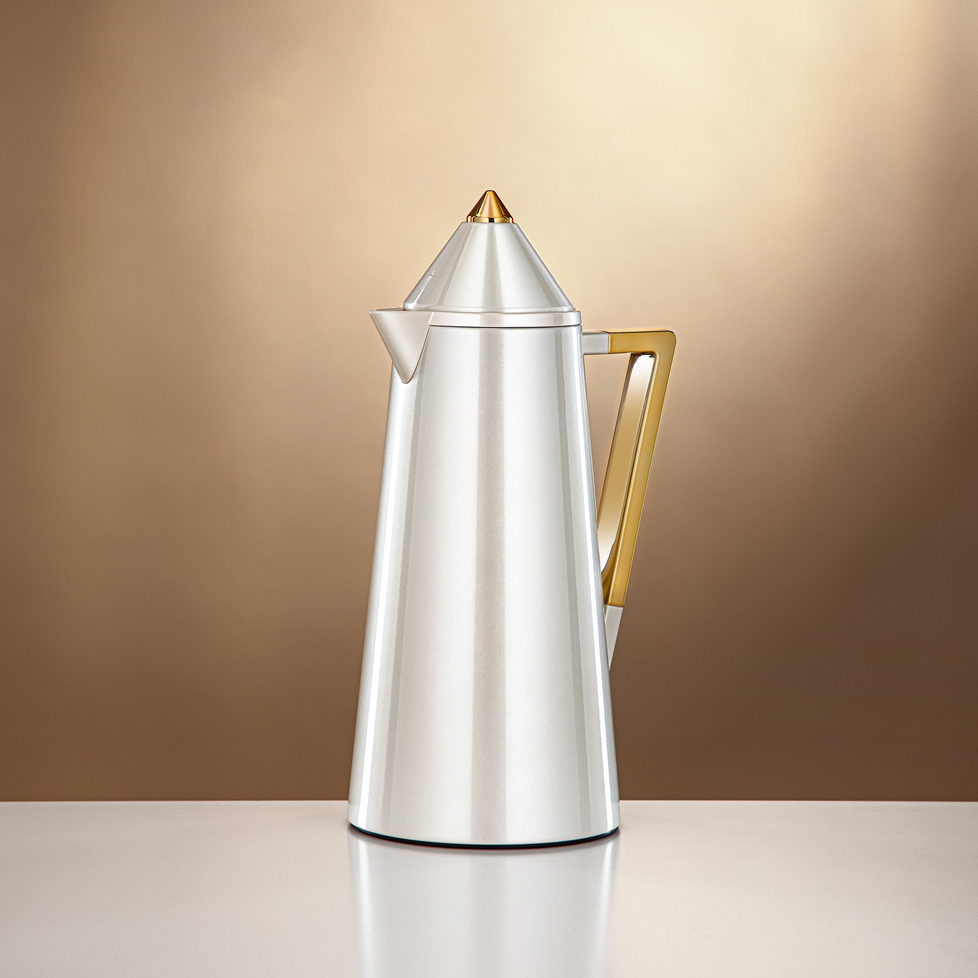 Almarjan Vacuum flask 0.7L + 1.0L Pearl white & gold (FG818-070/100 PW/G)