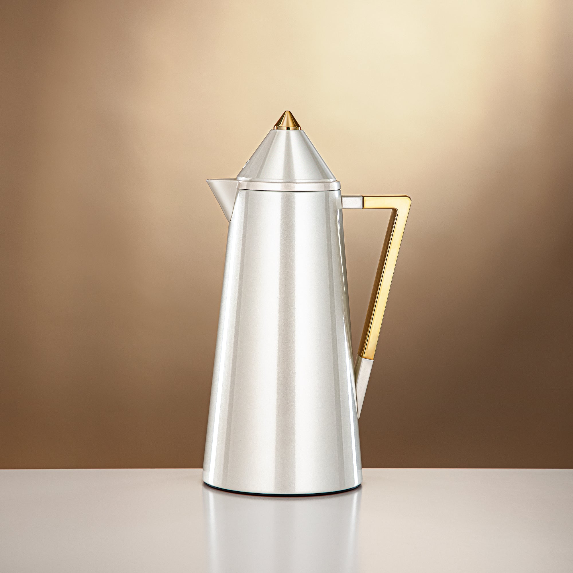 Almarjan Vacuum flask 0.7L + 1.0L Pearl white & gold (FG818-070/100 PW/G)