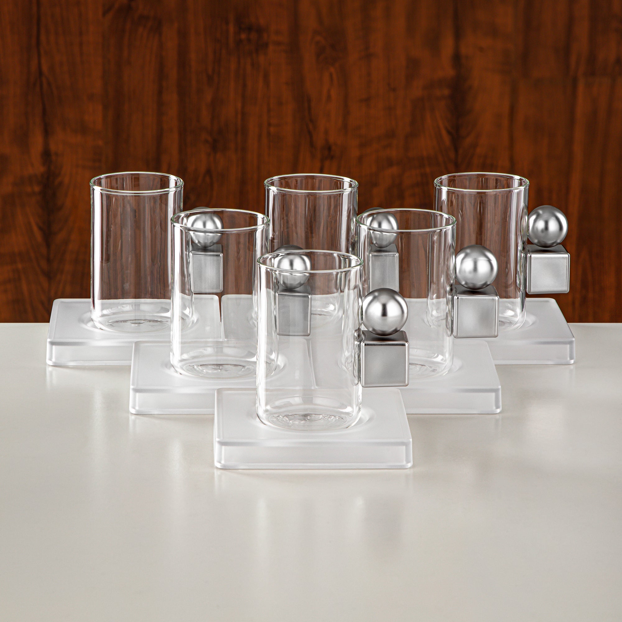 Almarjan Tea Set 18 Pieces Matt Nickel & Frost