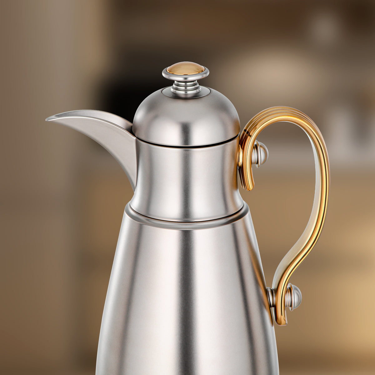 Almarjan Double Wall Vacuum Flask 0.7 Lit, Matt Nickel & Matt Gold