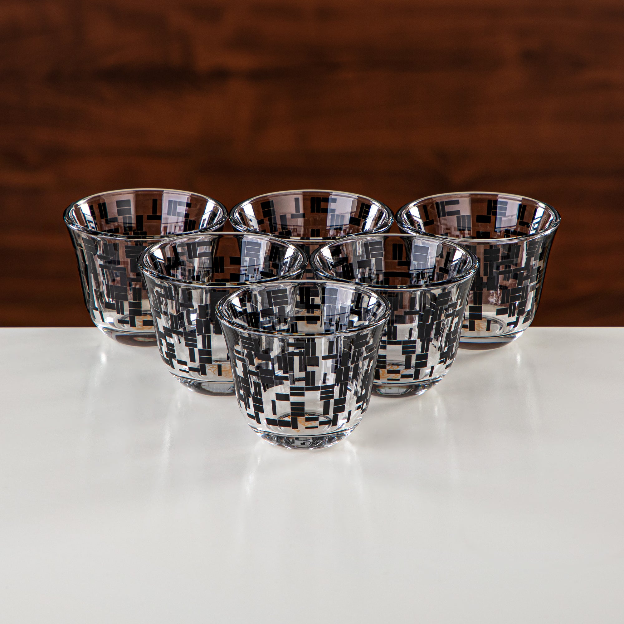 Almarjan Tea & Coffee Set 18 Pieces, Glass, Black & Marble (GLS2630067) - Chich Serveware