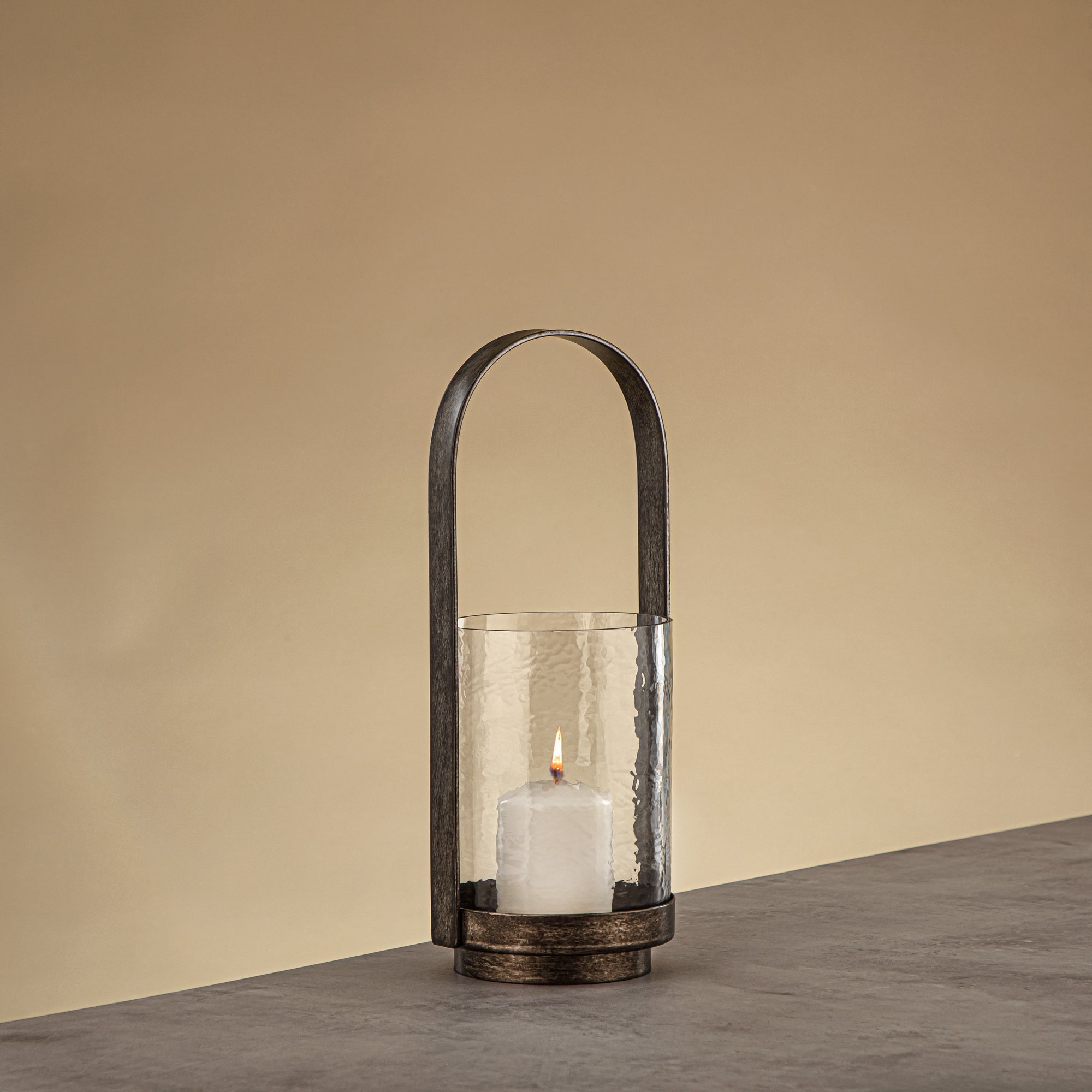 Almarjan Hurricane Lantern 32cm Vintage Silver