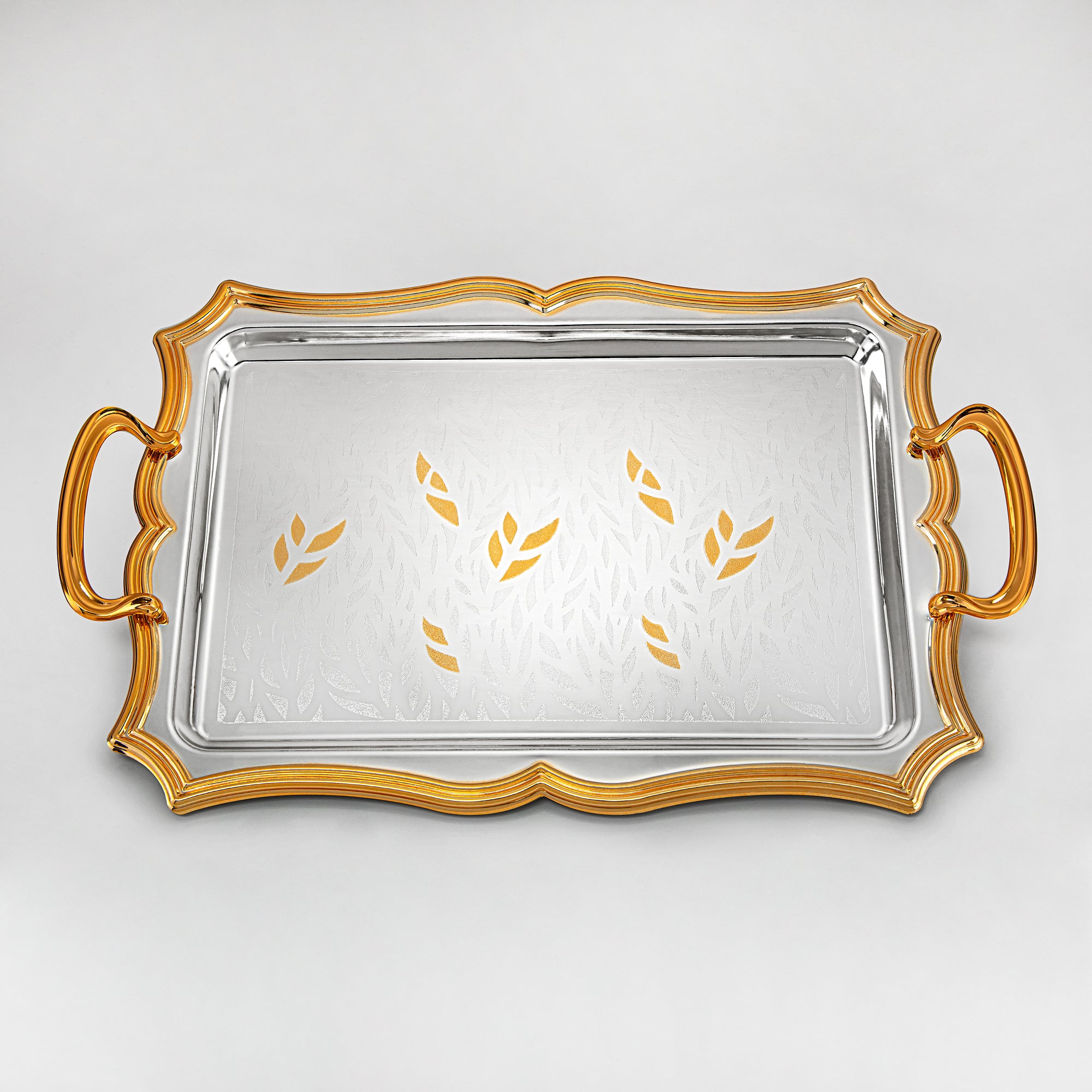 Almarjan 3 Pieces Serving Tray Set Silver & Gold - HT2411005