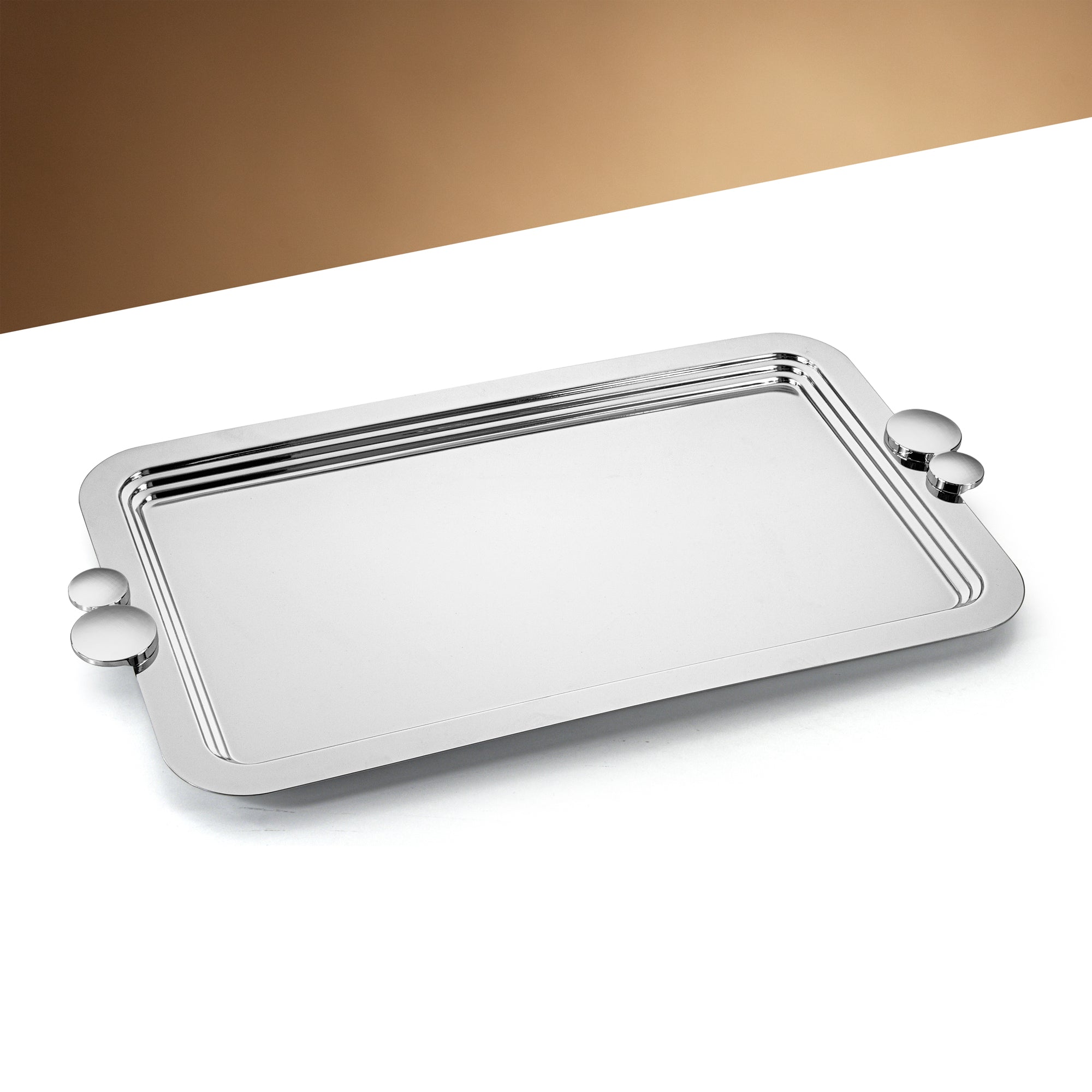 Almarjan 53 CM Serving Tray Shiny Silver - HT2506004