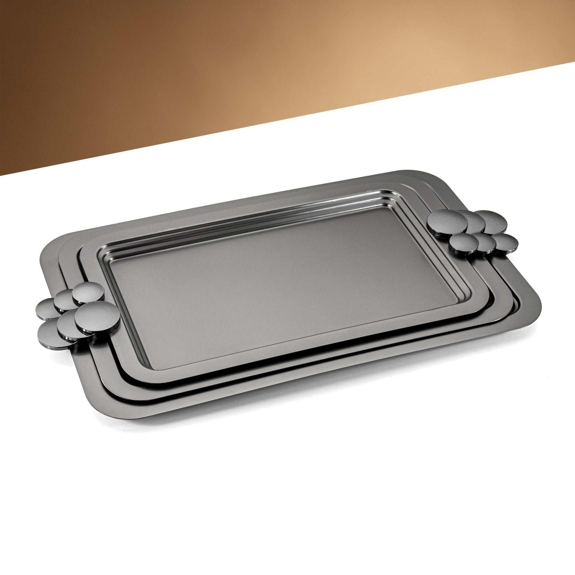 Almarjan 3 Pieces Serving Tray Matte Black - HT2506009