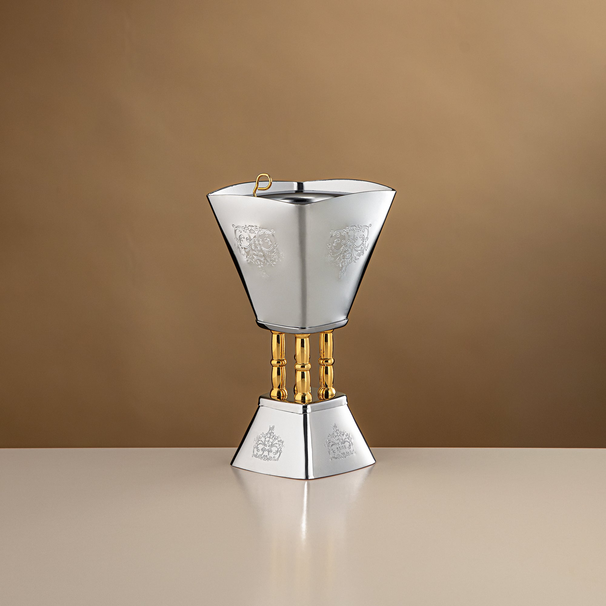 Almarjan 20 CM Incense Burner Shiny Silver & Gold - HT2506073