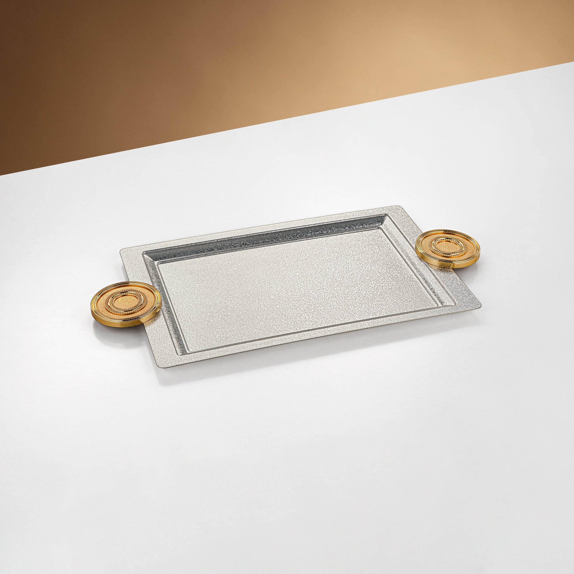 Almarjan Serving Tray 49 cm Silver & Gold Crackle