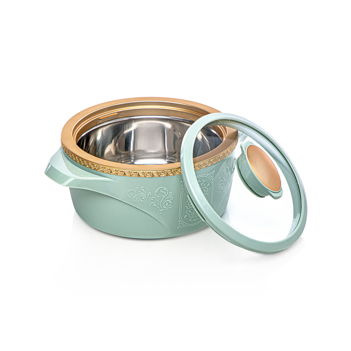 Almarjan 3 Piece Isabella Collection Plastic Hot Pot Green & Gold - PEL2530108