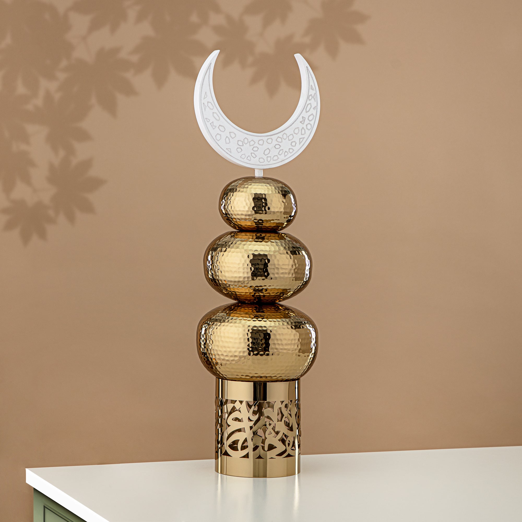 Almarjan Table Decoration Stainless Steel 54CM Gold & White (MD-3037A) - Ramadan Decoration