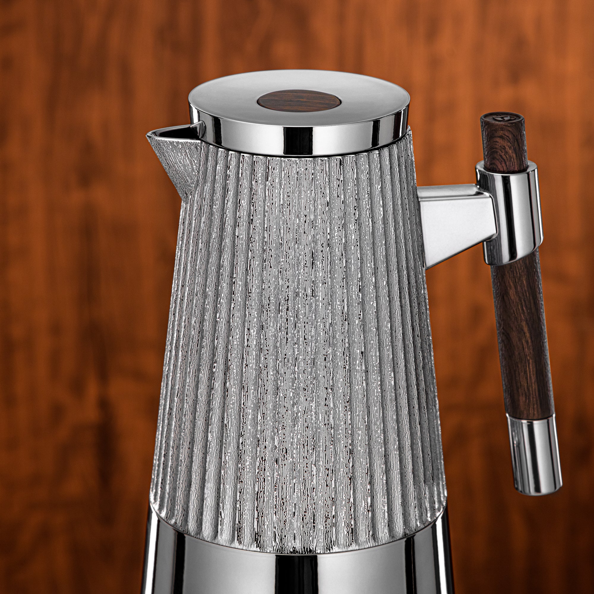 طقم ترامس المرجان 1 لتر + 1 لتر فضي وخشب داكن مطفي