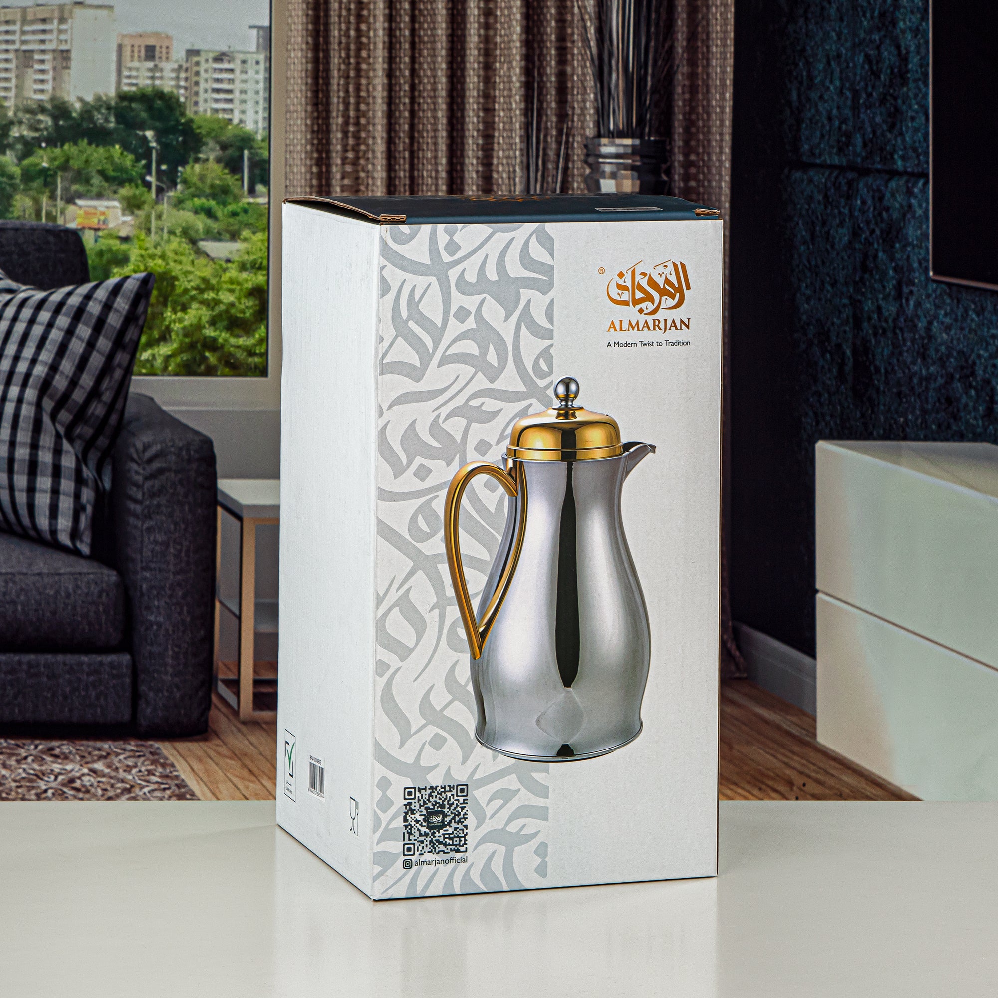 Almarjan Vacuum Flask Metal Body with Glass Liner 1L Silver (RPA-100-S) – Everyday Elegance Collection