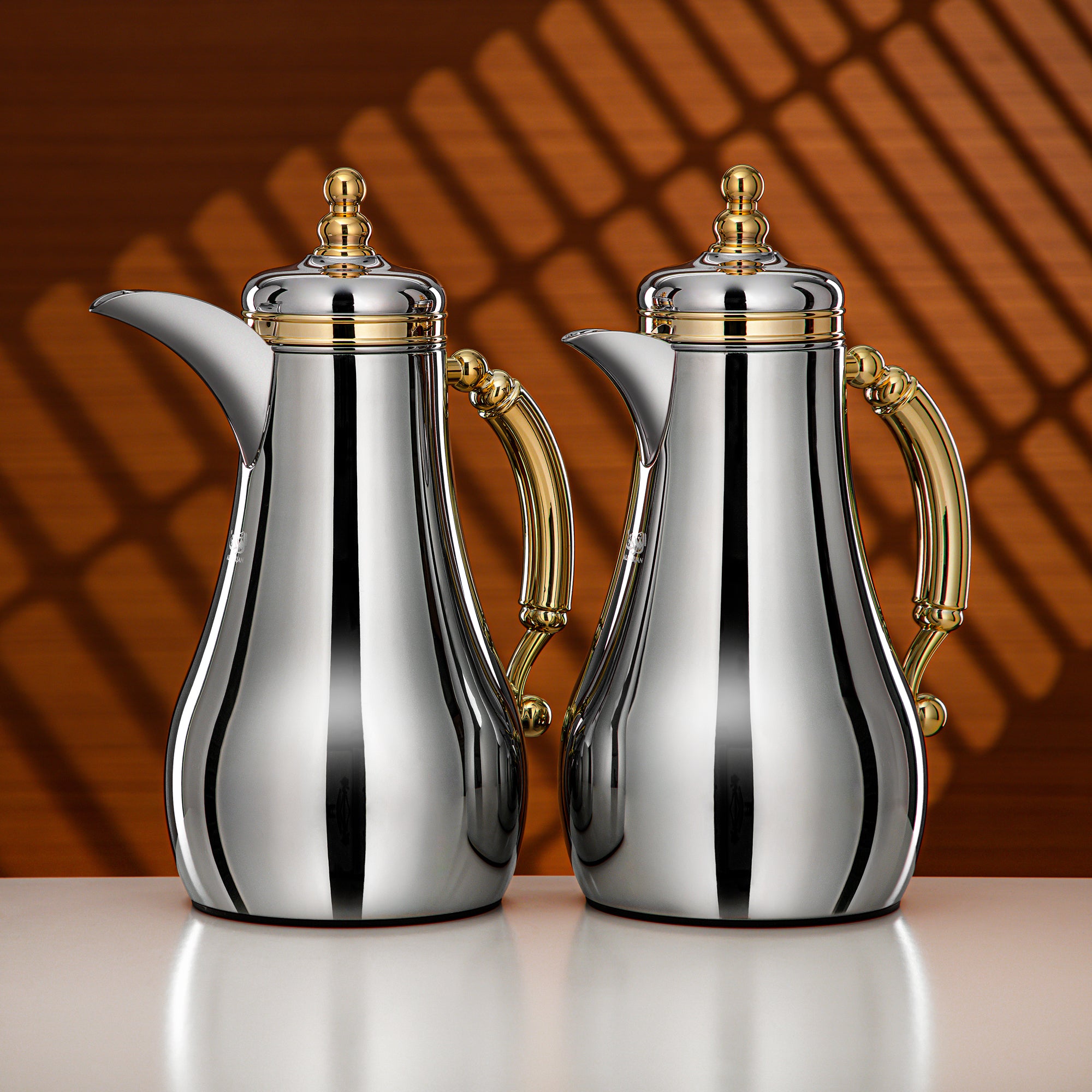 Almarjan Vacuum Flask Set 1L + 1L Silver & Gold
