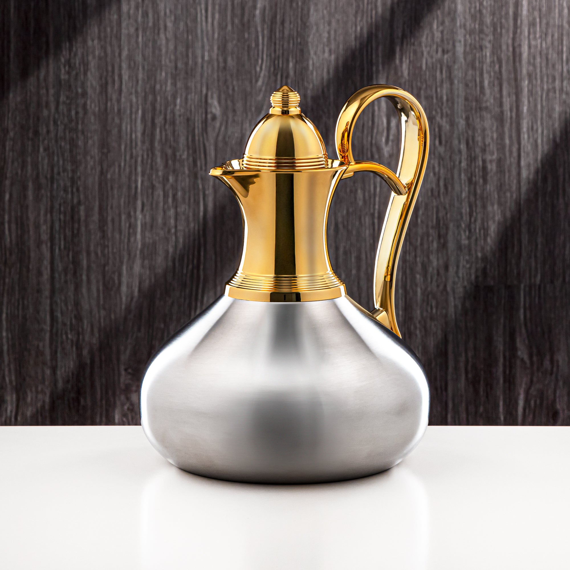 Almarjan 1 Liter Stainless Steel Vacuum Flask Gold & Matt Silver - SS-Queen-10T G/M