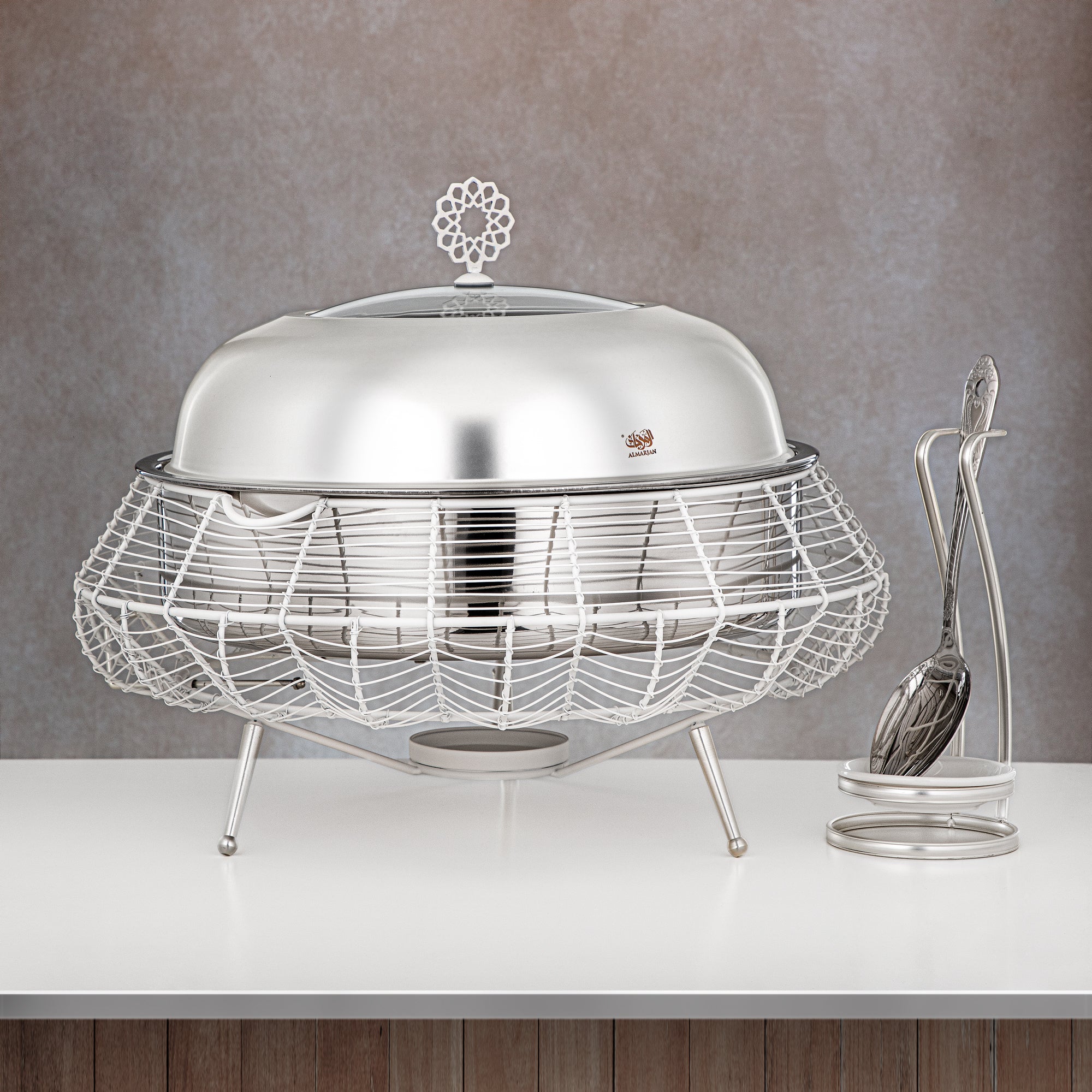 Almarjan 6500 ML Chafing Dish White & Silver - STS0013241