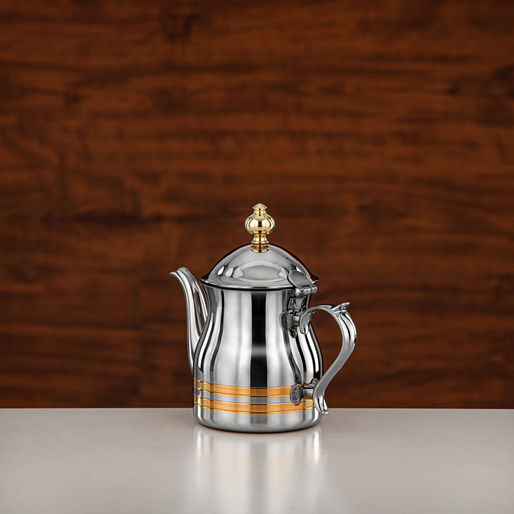 Almarjan Teapot 13oz Silver Gold – Elegance
