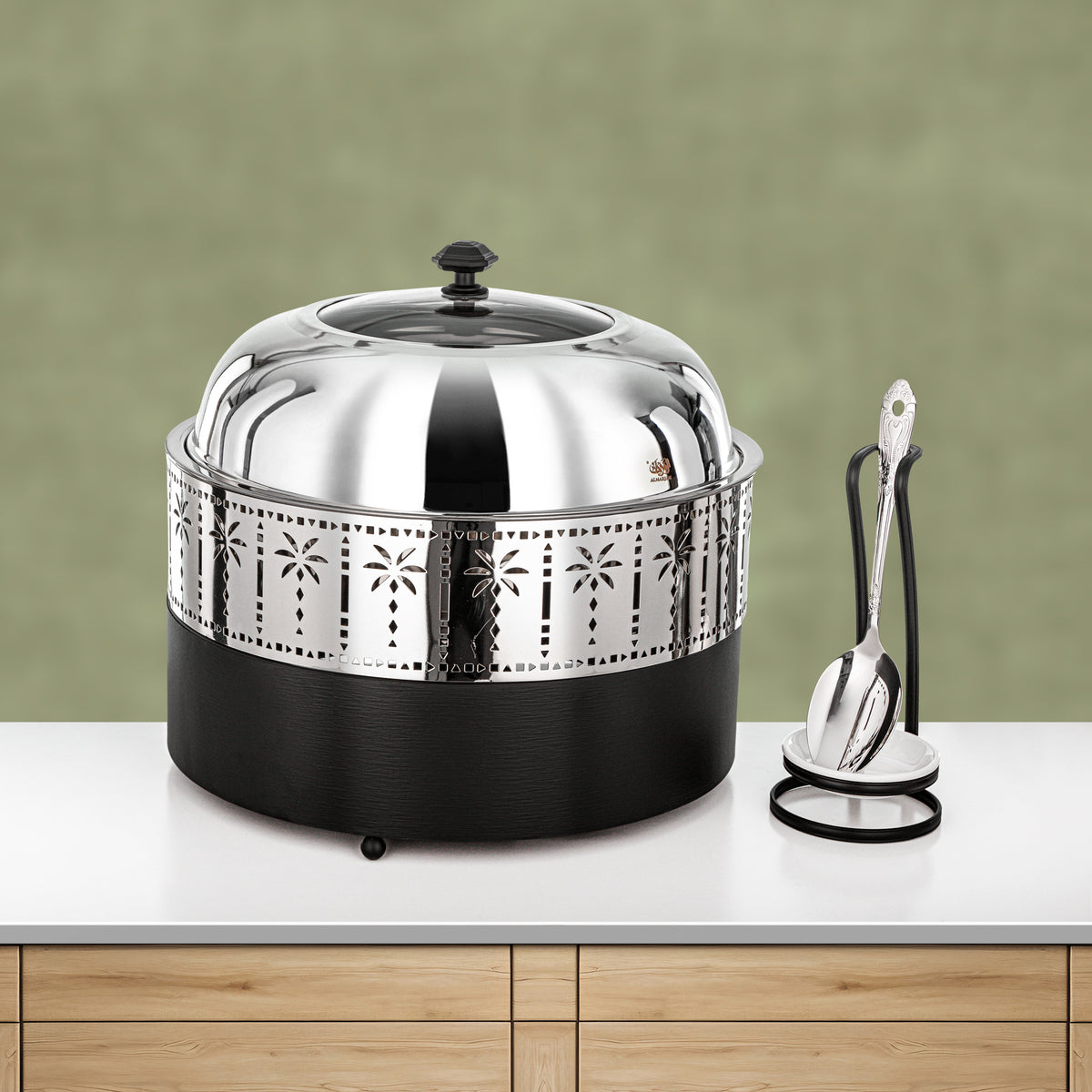 Almarjan 6.5L Chafing Dish, Brushed Black & Silver