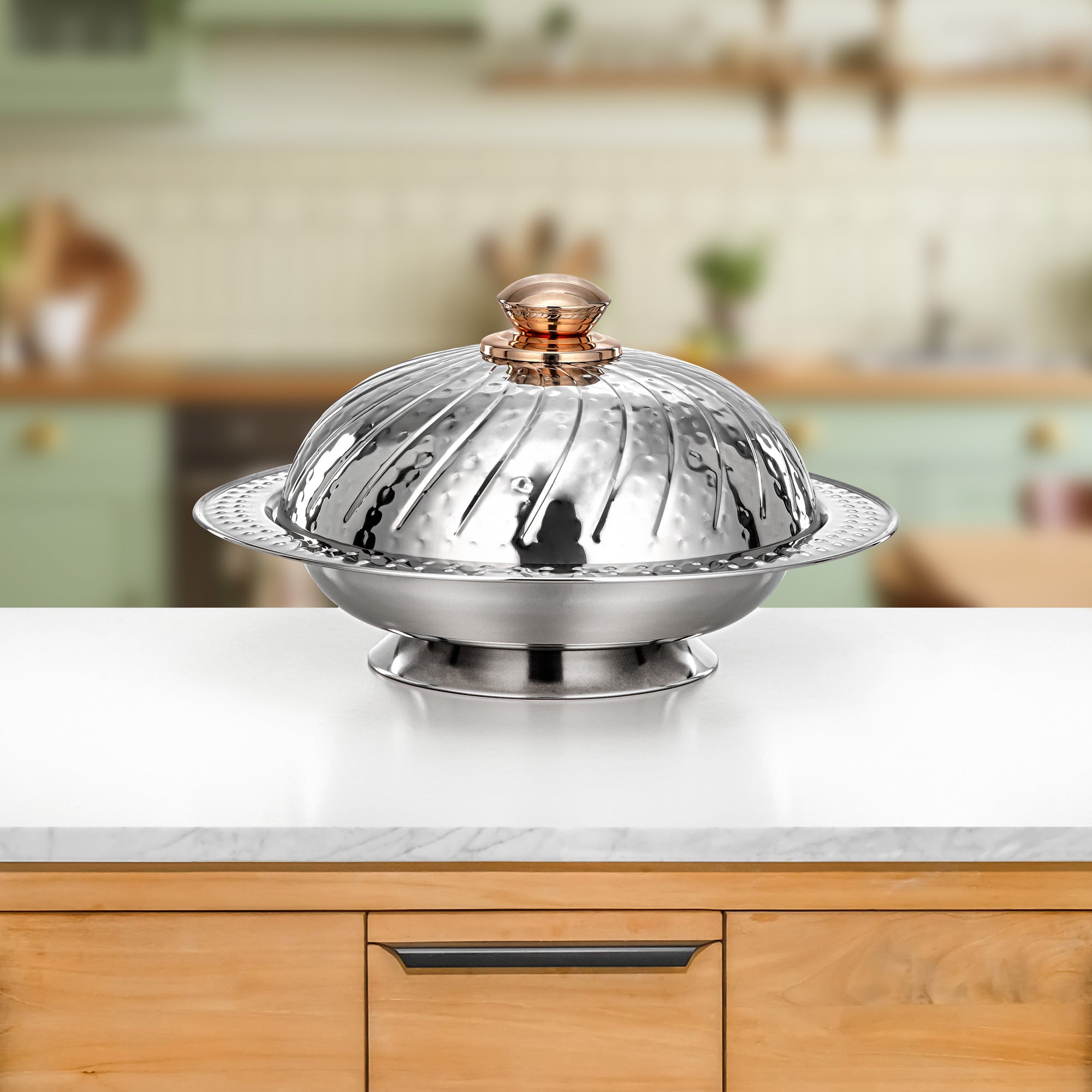 Almarjan Serving Dish with Cover 25 cm Silver