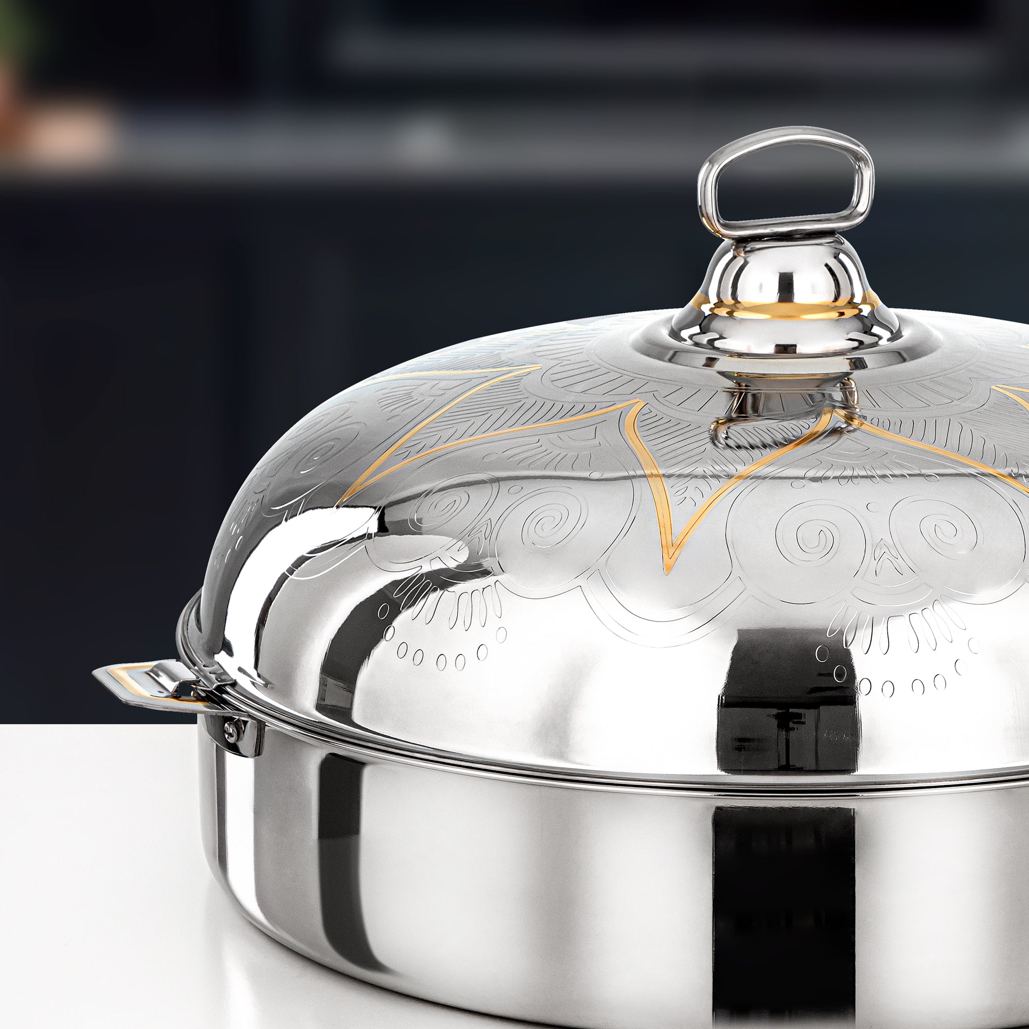 Almarjan Diwan Hot Pot 50cm Silver & Gold