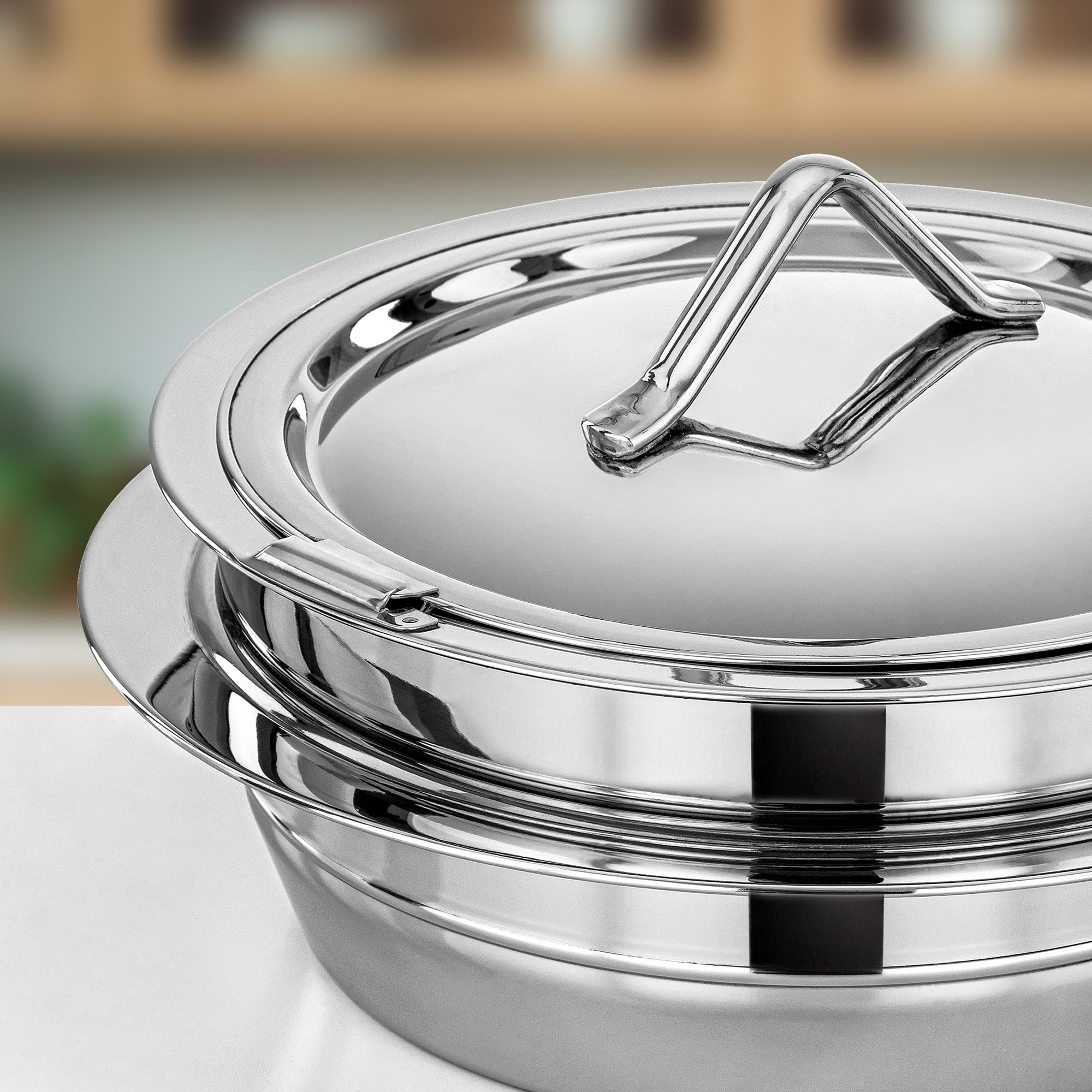 Almarjan Hot Pot Stainless Steel, 30CM (4000ML), Silver (H25P6) - Tara Collection