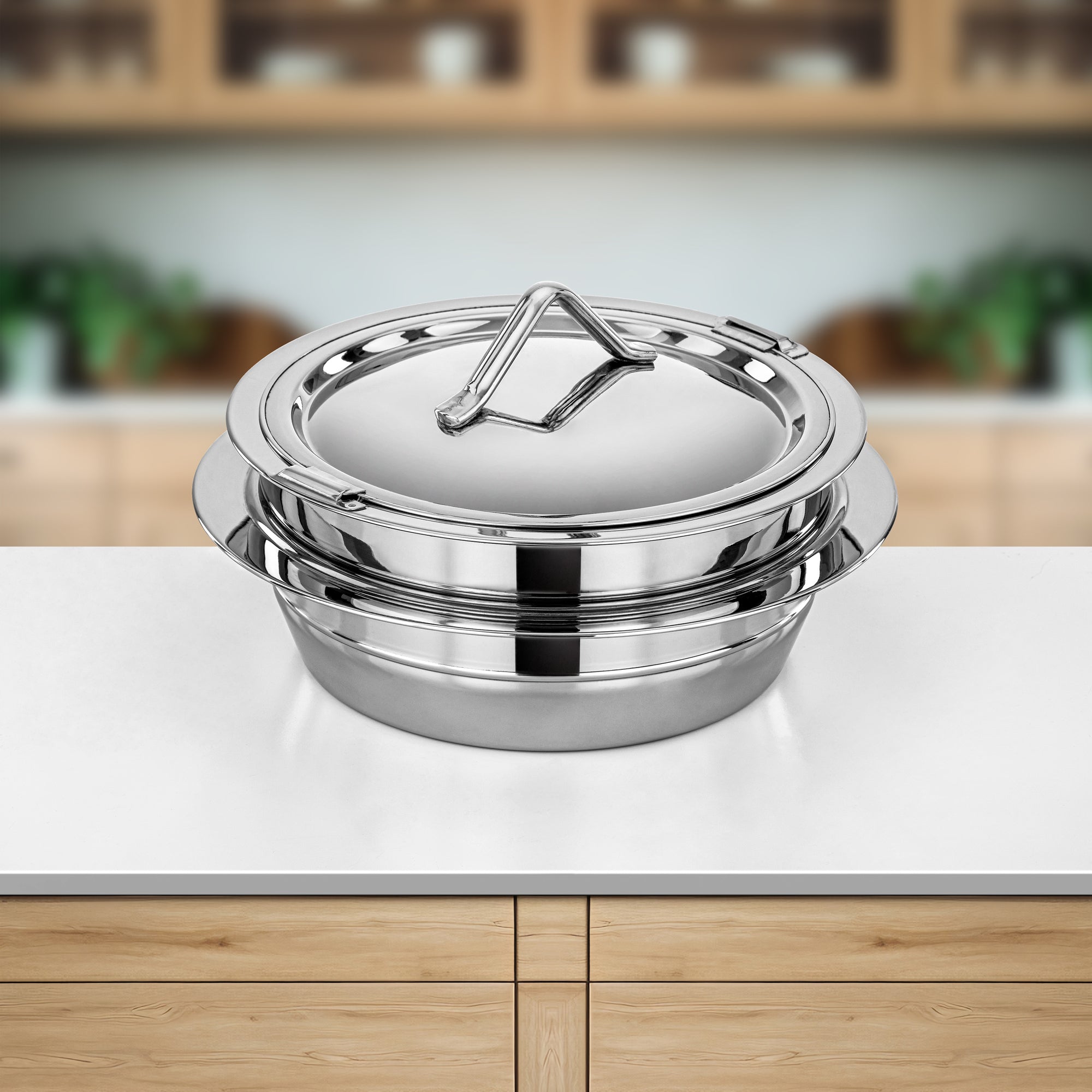 Almarjan Hot Pot Stainless Steel, 30CM (4000ML), Silver (H25P6) - Tara Collection