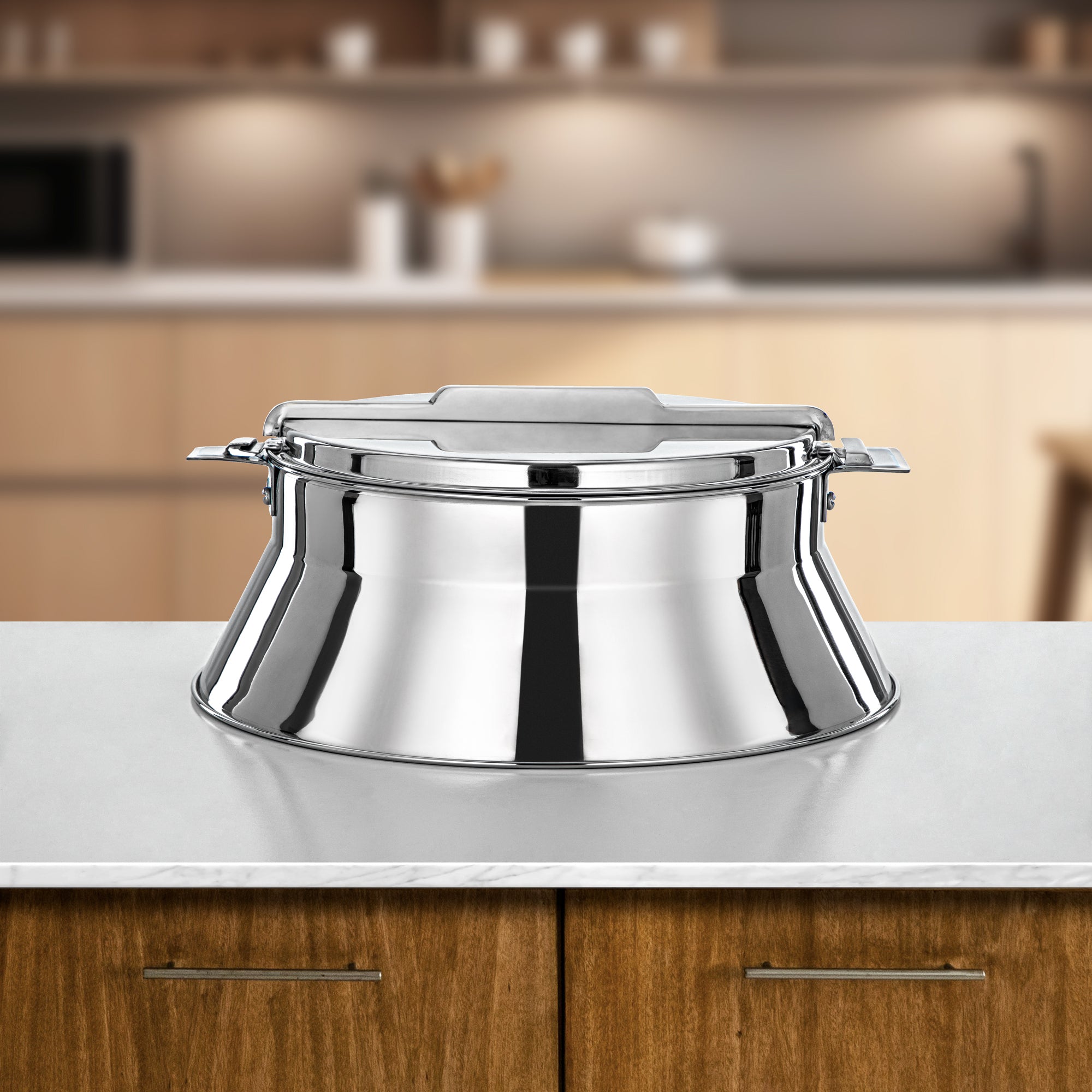 Almarjan Hot Pot Stainless Steel, 30CM (4000ML), Silver (H25P8) - Dalal Collection