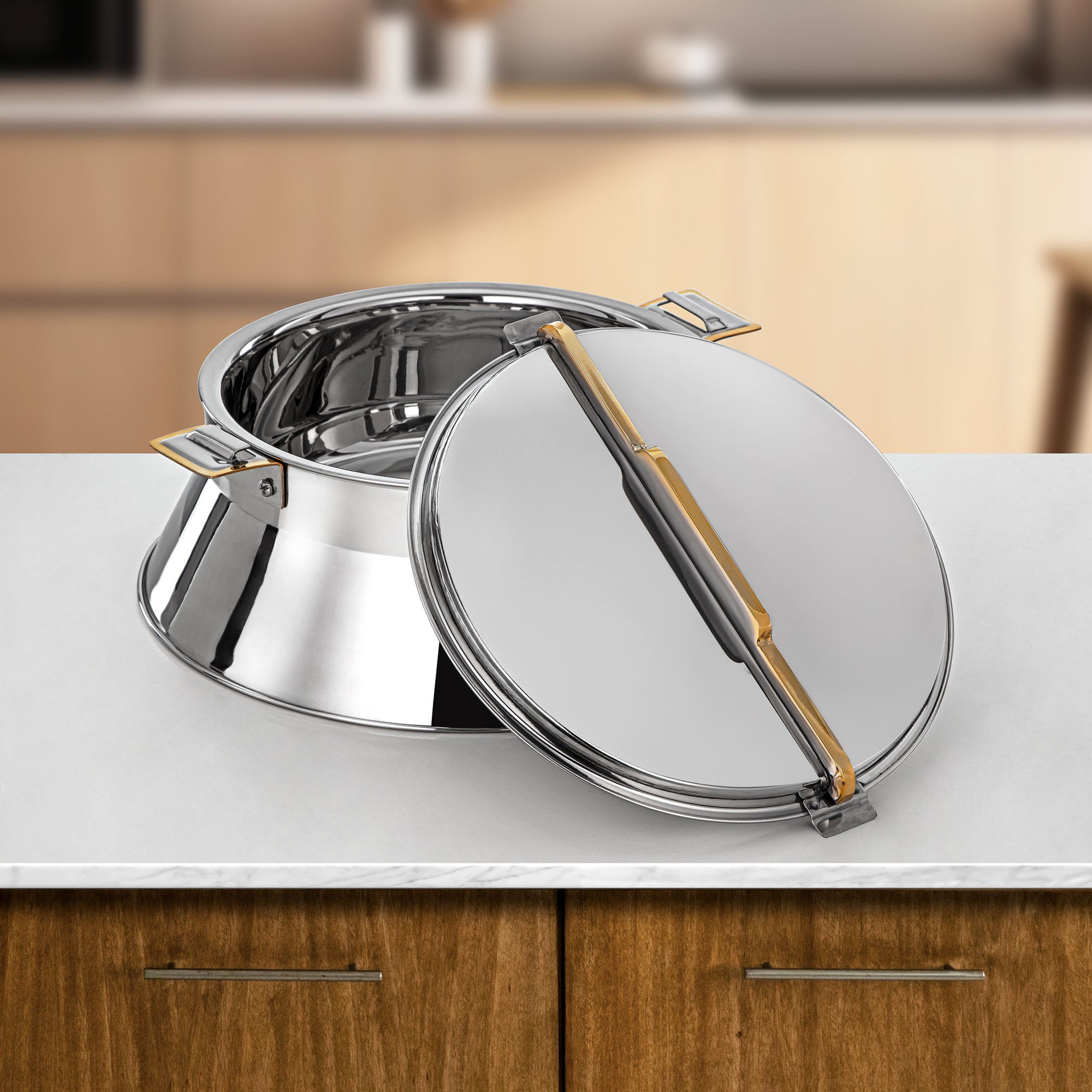 Almarjan Hot Pot Set of 3 Pieces Silver & Gold (H25PG8)