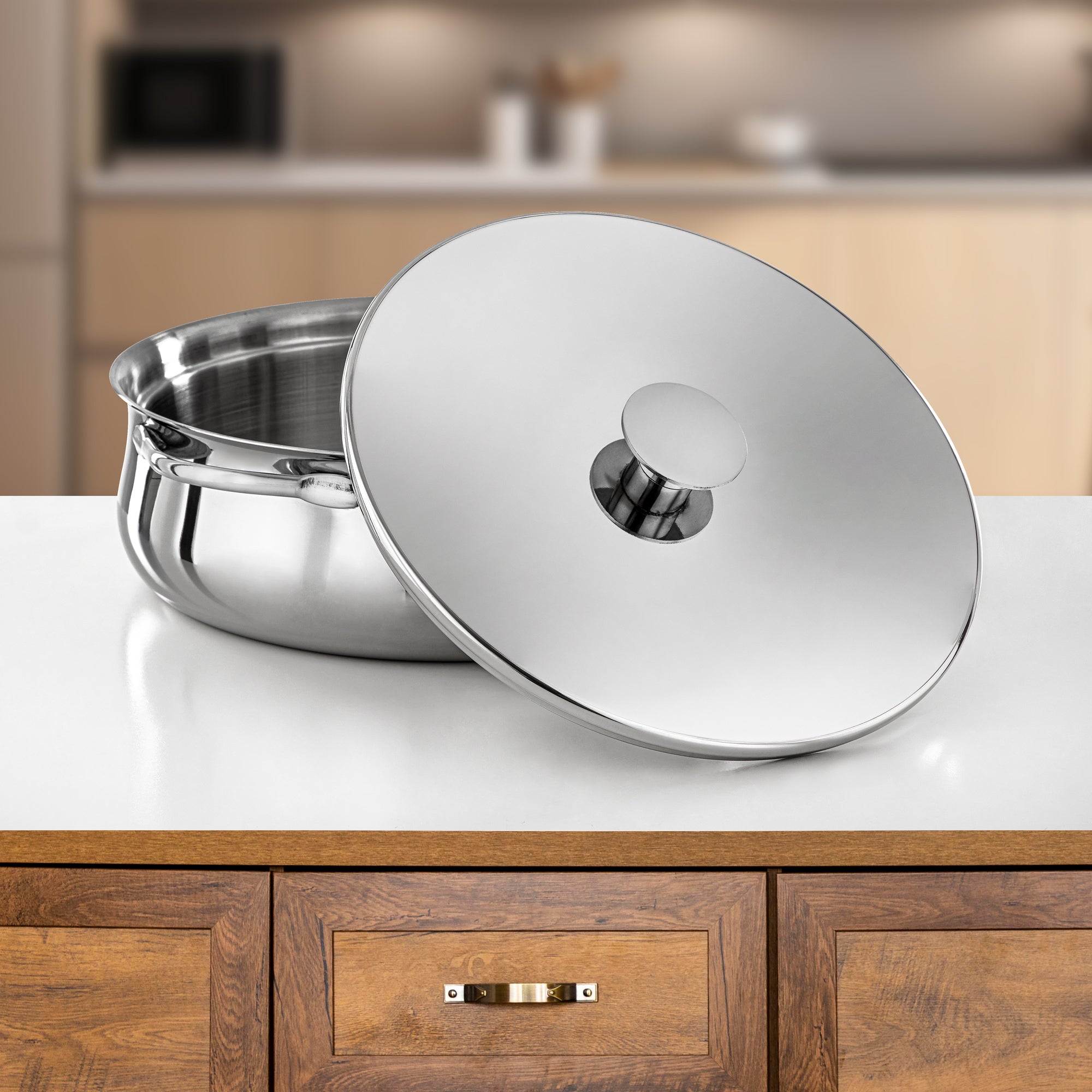 Almarjan Hot Pot Stainless Steel, 35CM (6000ML), Silver (H25P15) - Jawaher Collection