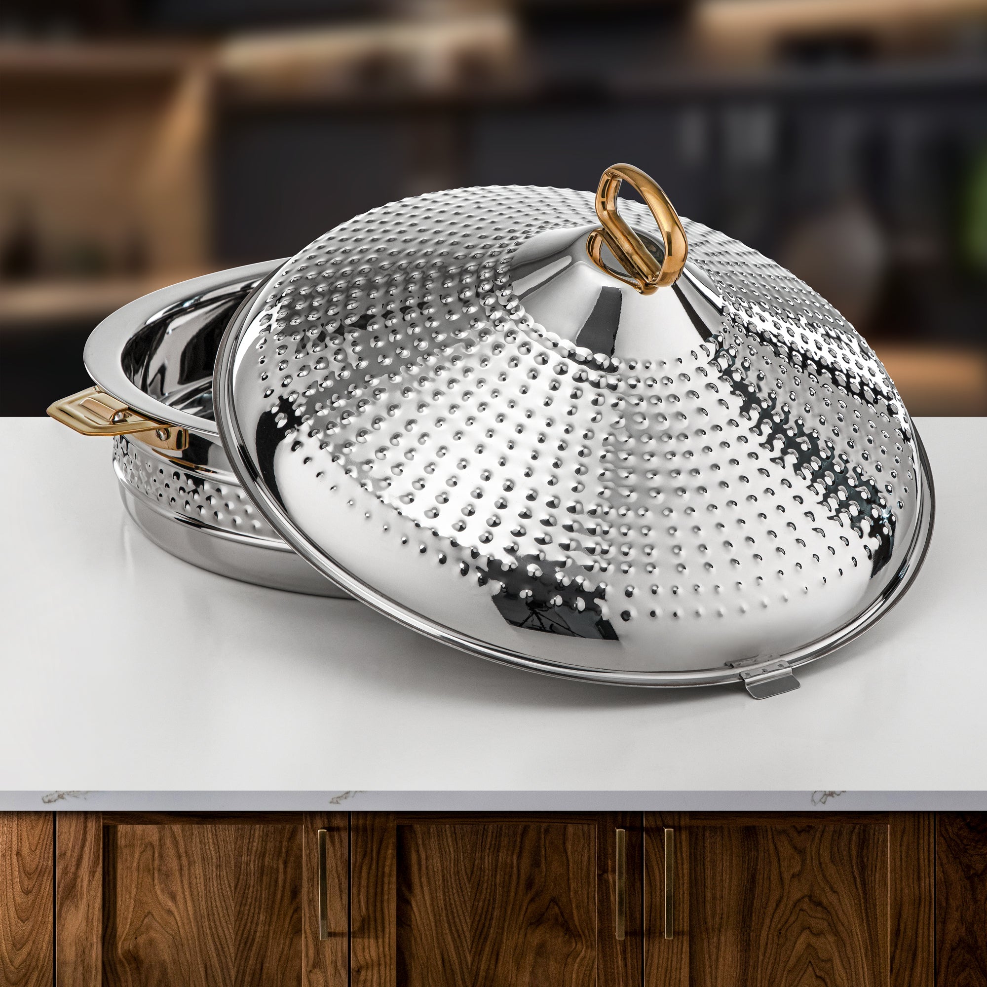 Almarjan Hot Pot Stainless Steel 40cm Silver Gold – Abeer