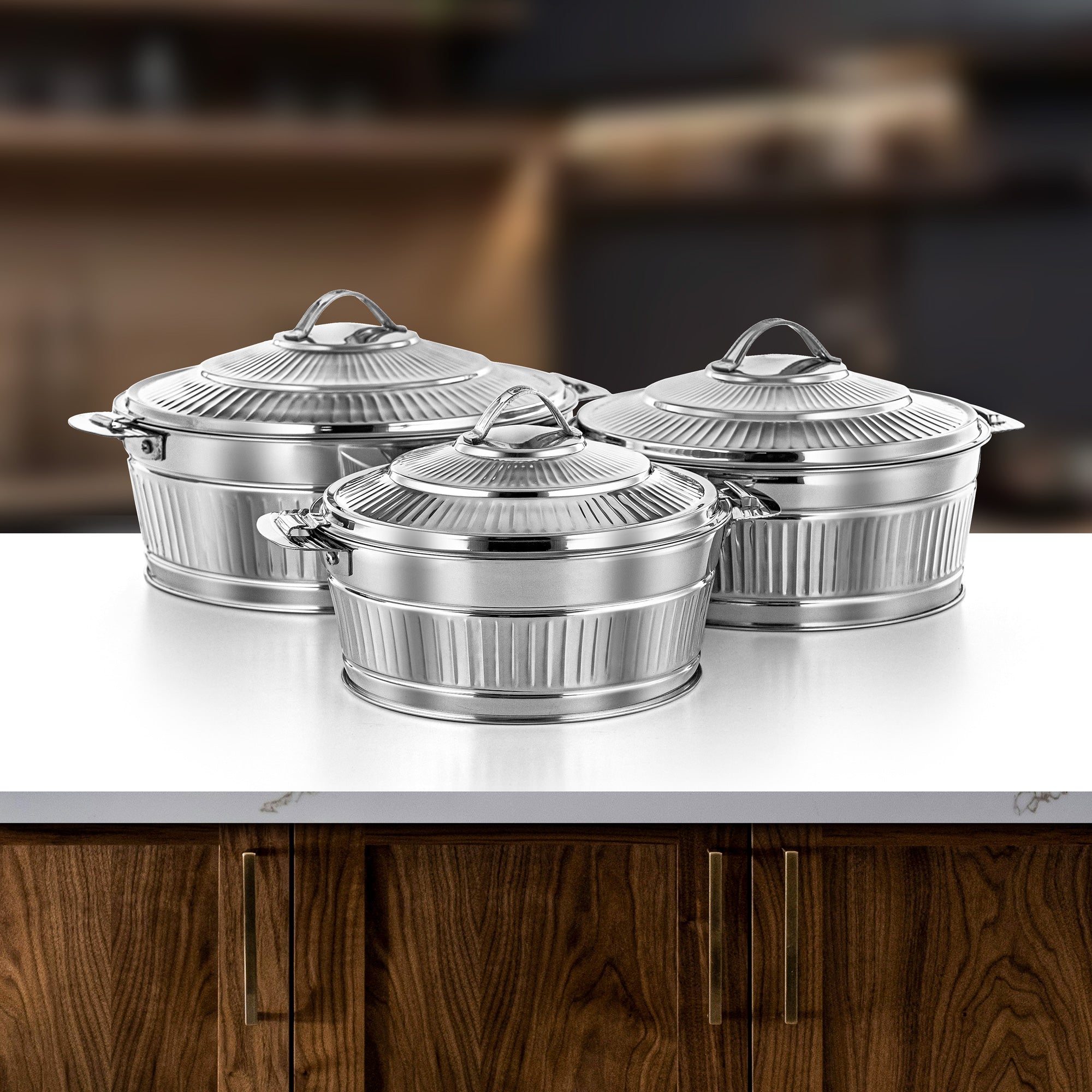 Almarjan Hot Pot Set 3 Pieces Silver