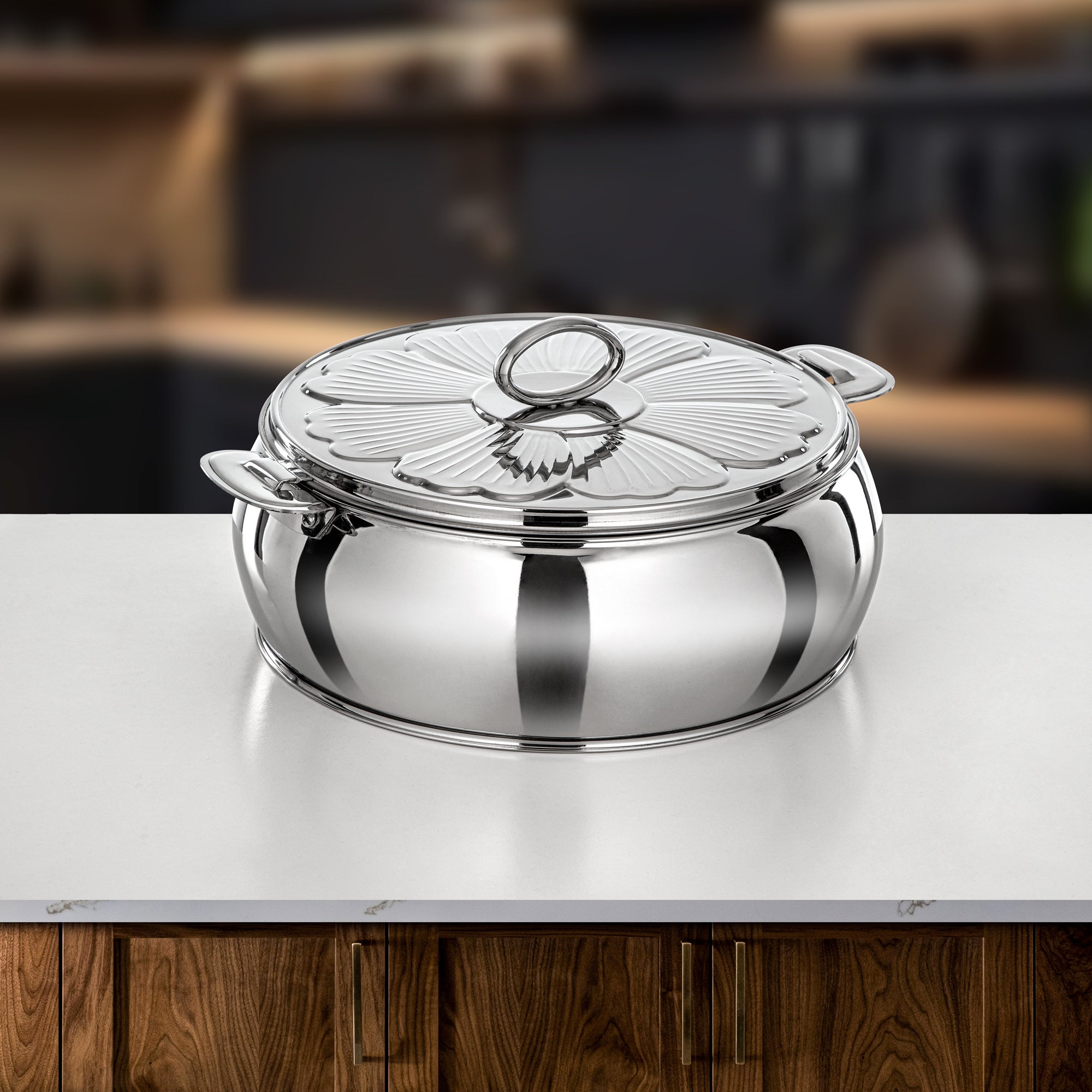 Almarjan Salma Hot Pot Set 3 Pieces Silver Mirror Finish