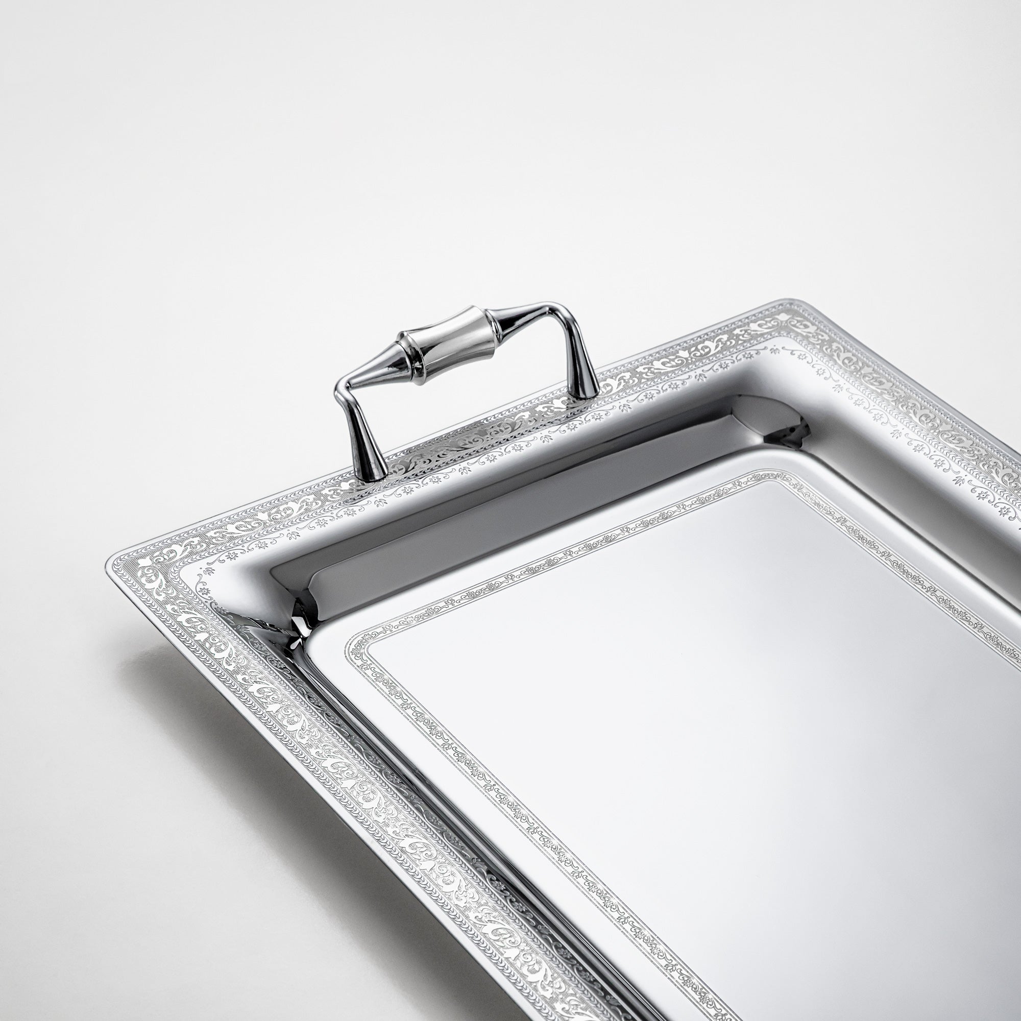 Almarjan Rectangular Serving Tray 40cm Silver
