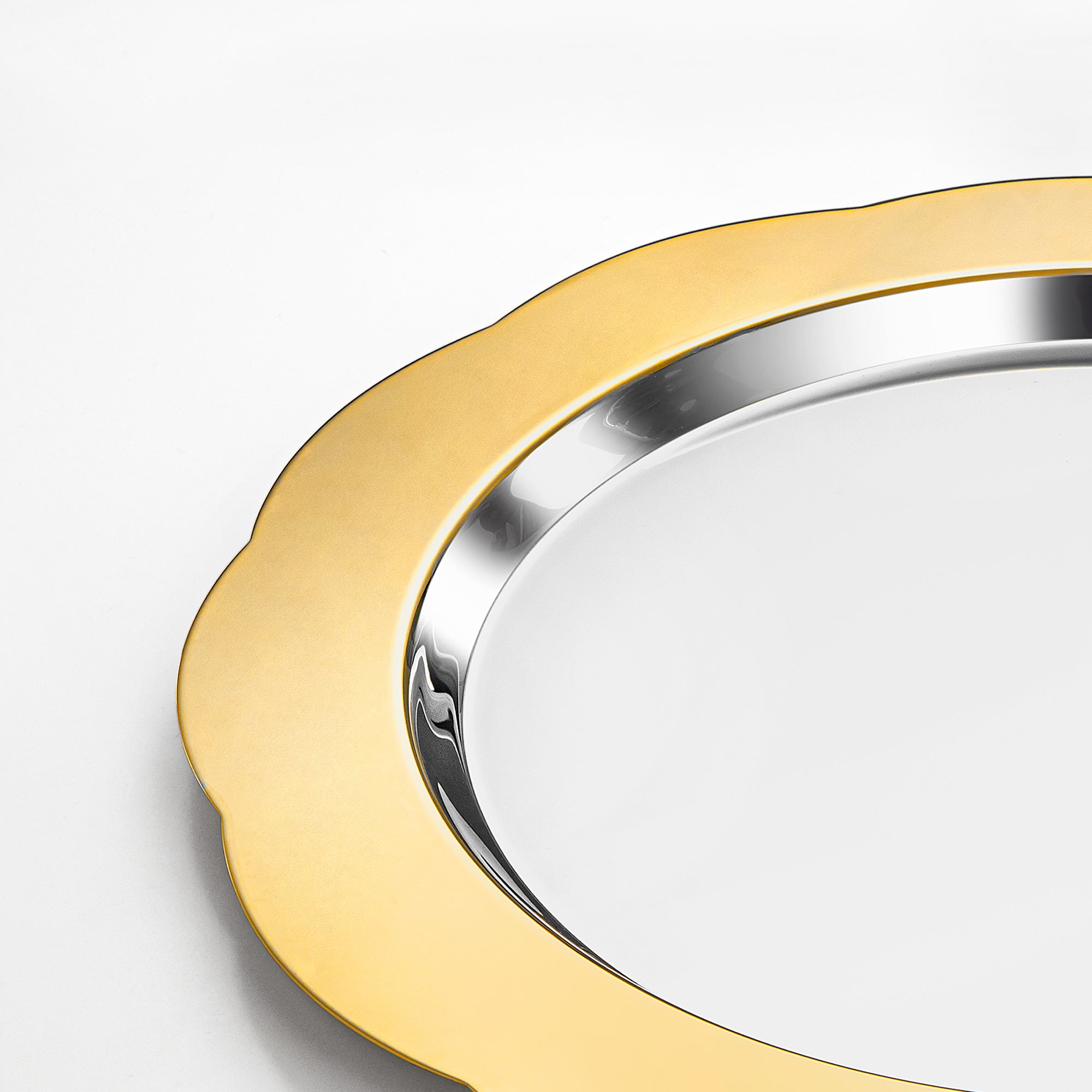 Almarjan Joni Round Serving Tray 43cm Silver & Gold