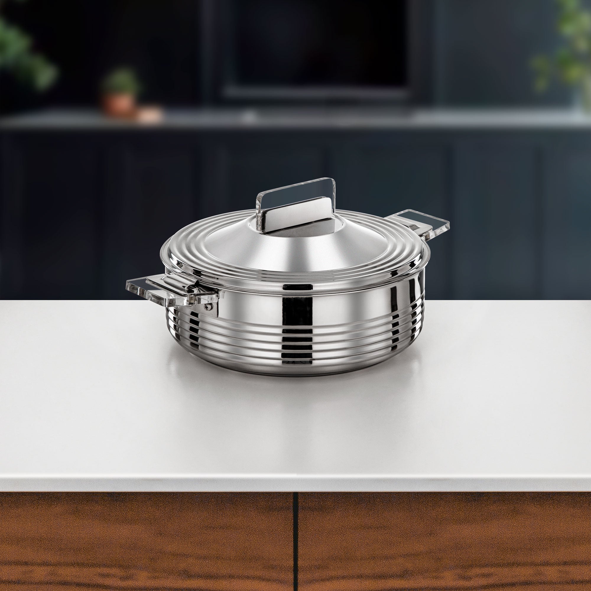 Almarjan Mahra Hot Pot Set of 3 Stainless Steel Silver (H25P3)